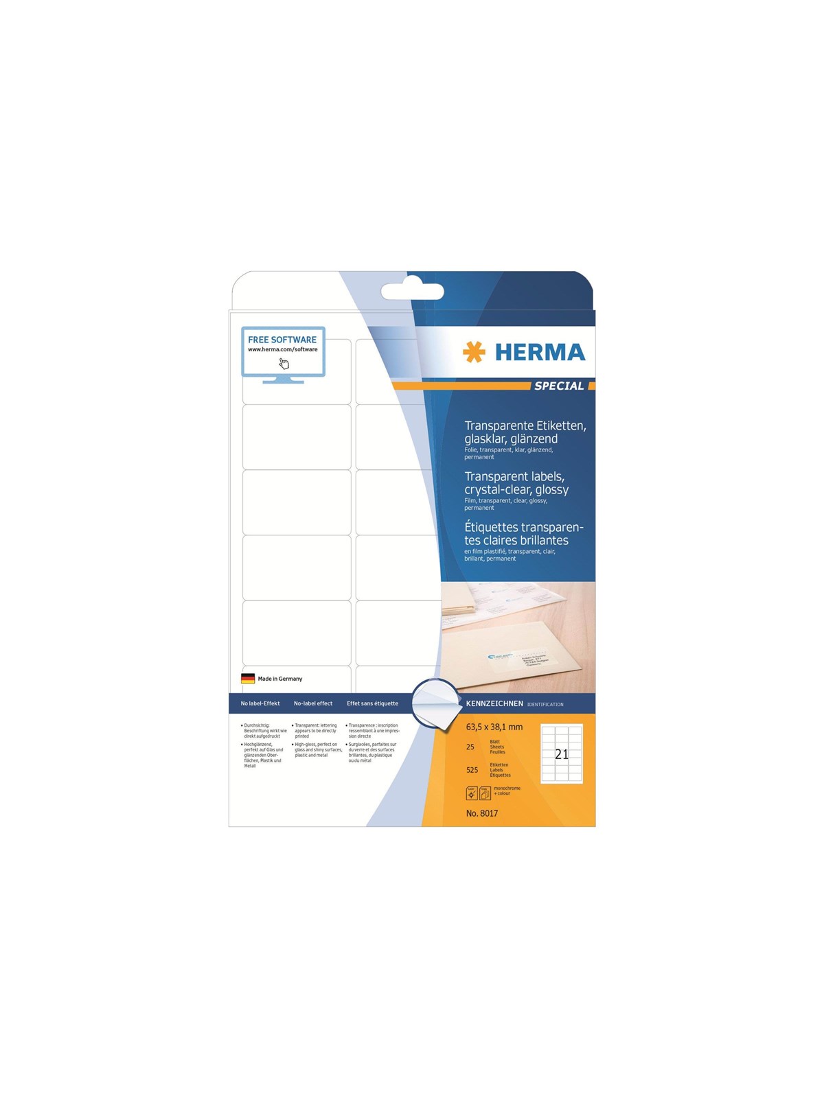 HERMA film labels - 525 label(s) - 38.1 x 63.5 mm