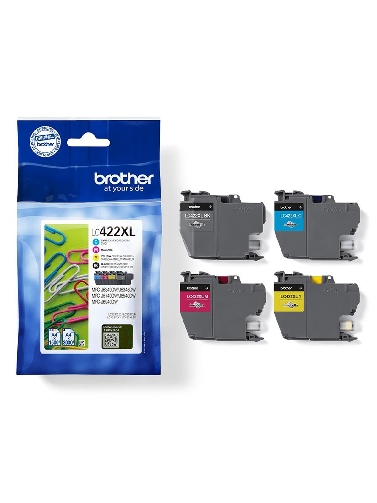 Brother LC 422xl Ink (Black Yellow Cyan Magenta) 4-pack - Druckerzubehoer Tinte Toner - Lc422xlval