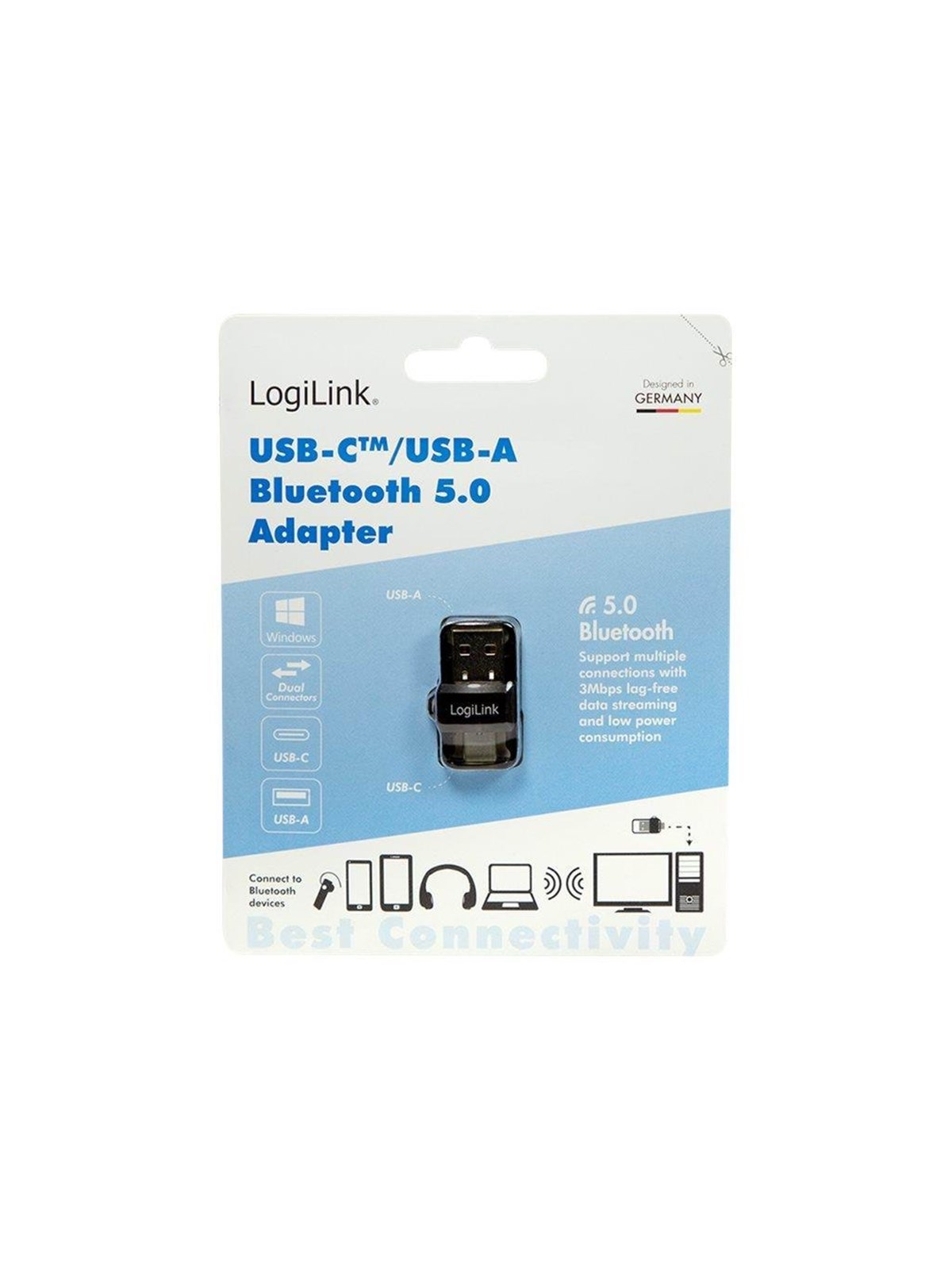 Logilink Bluetooth 5.0 Adapter Usb 3.2 Usb-a And Usb-c (1-pack) - Netzwerkadapter Netzkarte Druckserver Usw - Bt0054