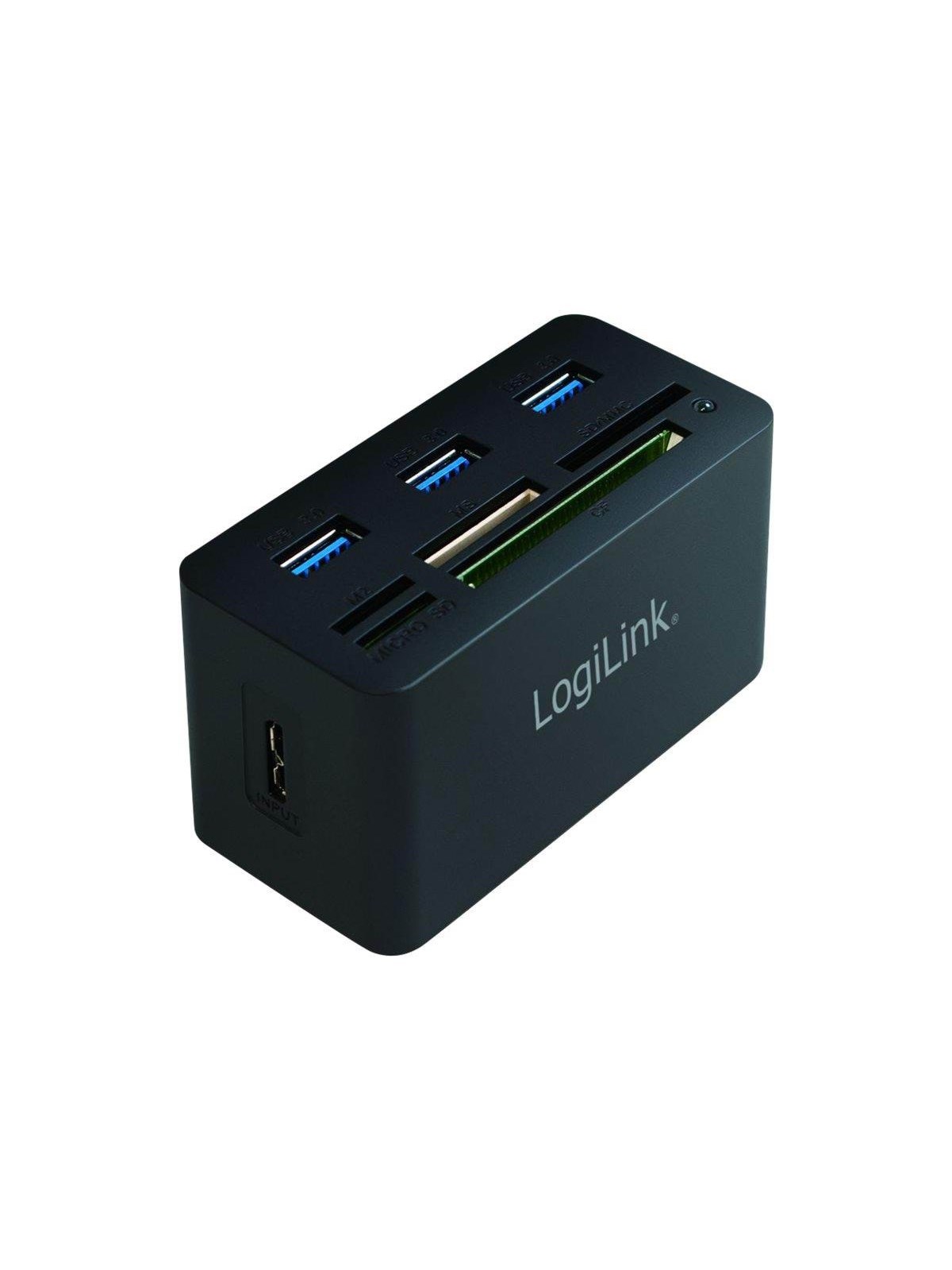 Logilink Usb 3.0 Hub With All-in-one Card Reader Black Usb-hubs - 3 - Schwarz - Usb Hubs - Cr0042