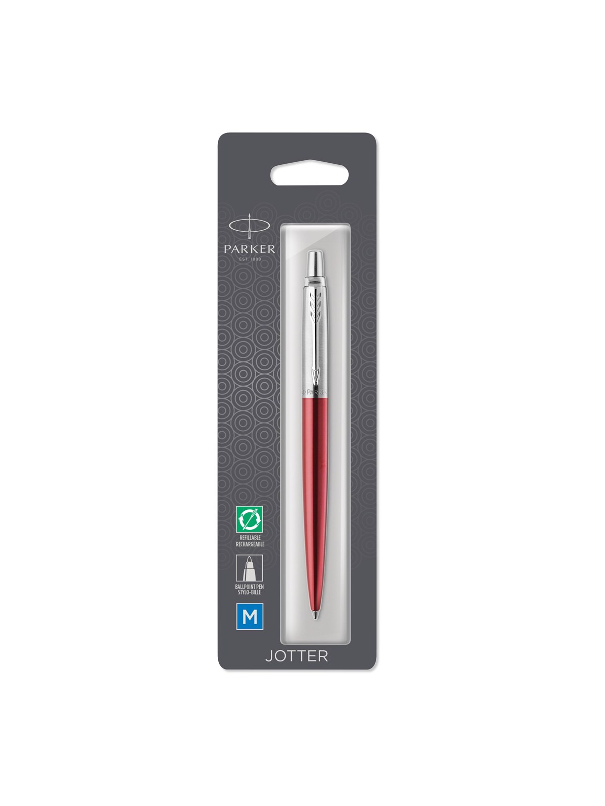Parker Jotter Kugelschreiber | Kensington Red | Mittlere Spitze | Blaue Tinte | Blister-verpackung - Utensilien Zum Schreiben Und Zeichnen - 1953241