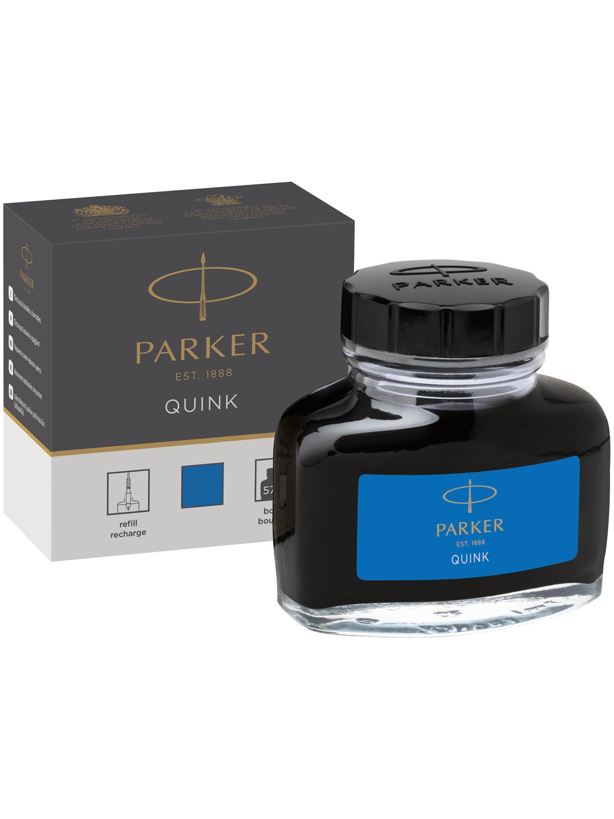 Parker Quink Füllertinte im Tintenfass | Auswaschbare Blaue Tinte | 57 ml - Utensilien Zum Schreiben Und Zeichnen - 1950377