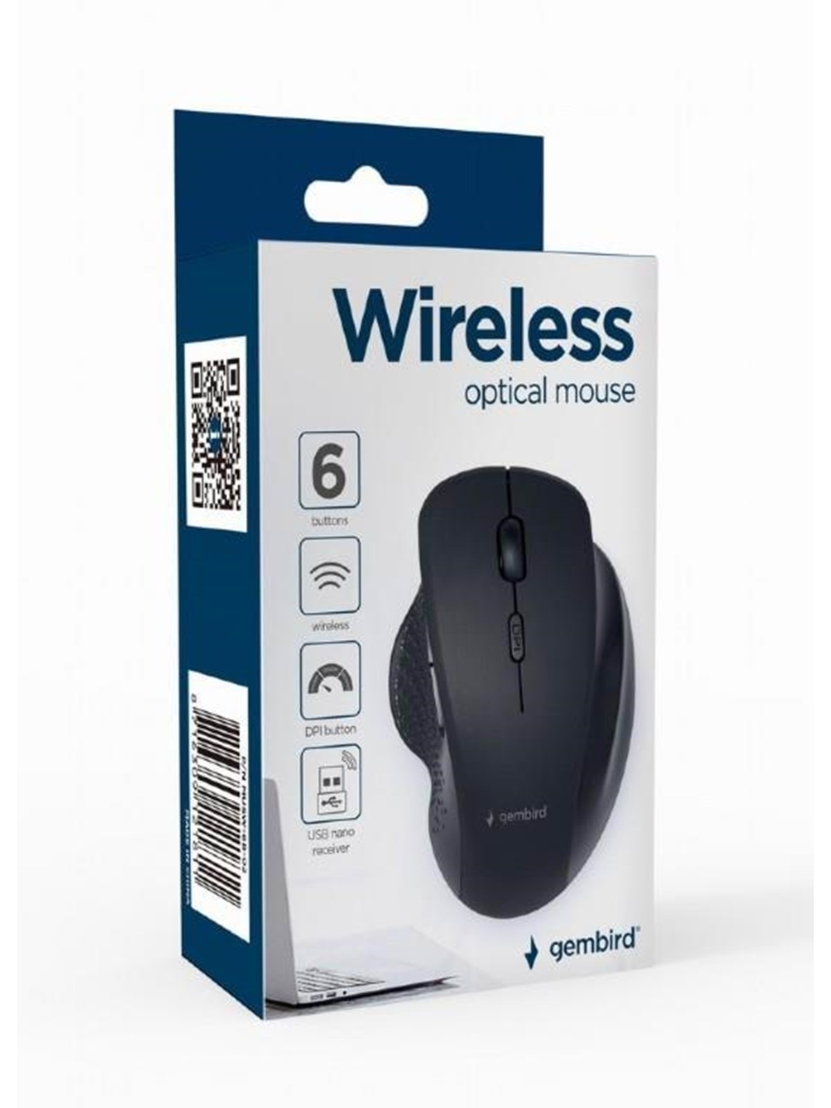 Gembird Ergonomic Wireless Optical Mouse 6b-02 - Maus (Schwarz) - Musw-6b-02