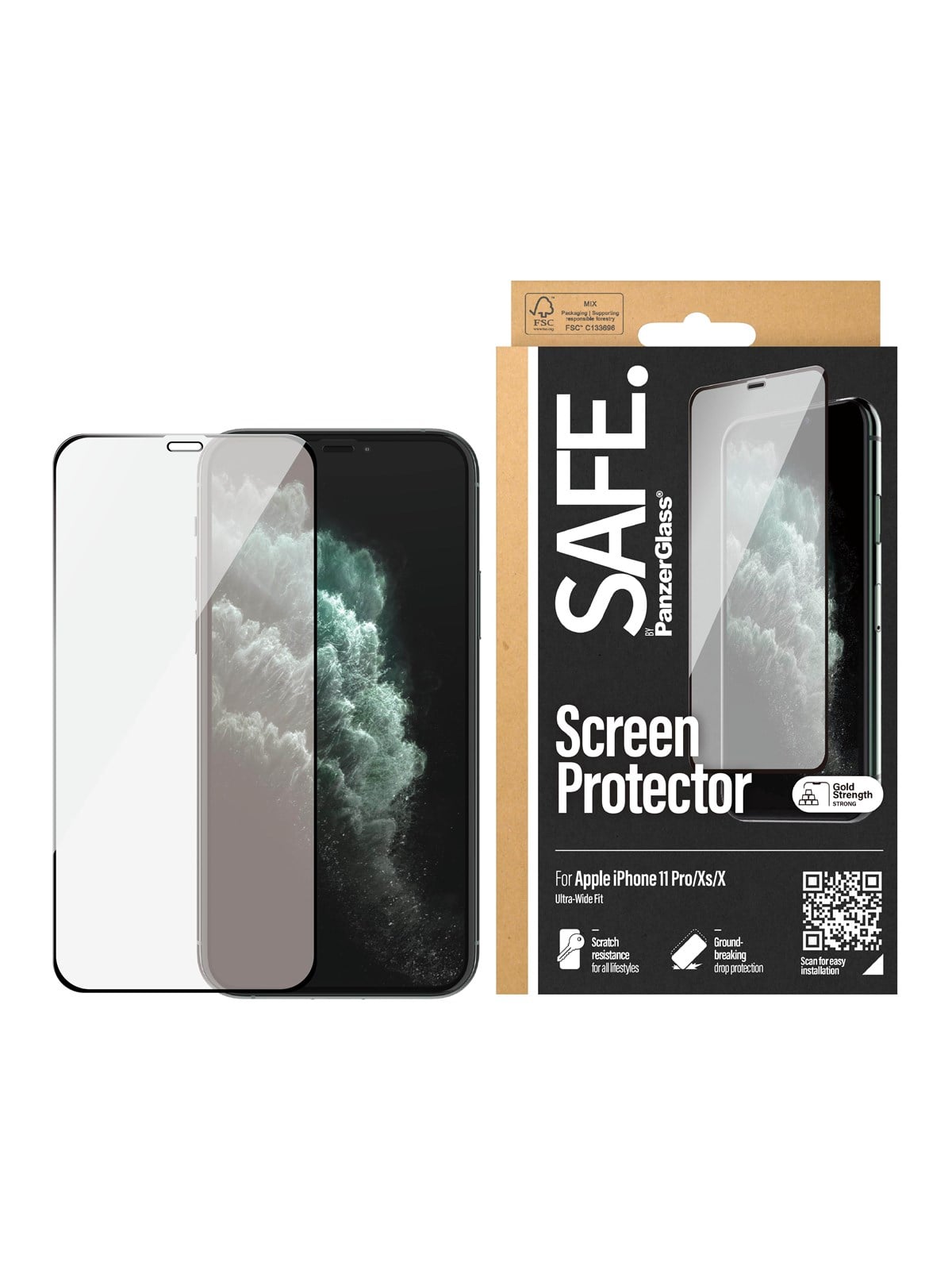 Safe by Panzerglass Screen Protector Apple Iphone X | Xs | 11 Pro | Edge-to-edge - Handys Schutzfolie - Safe95004