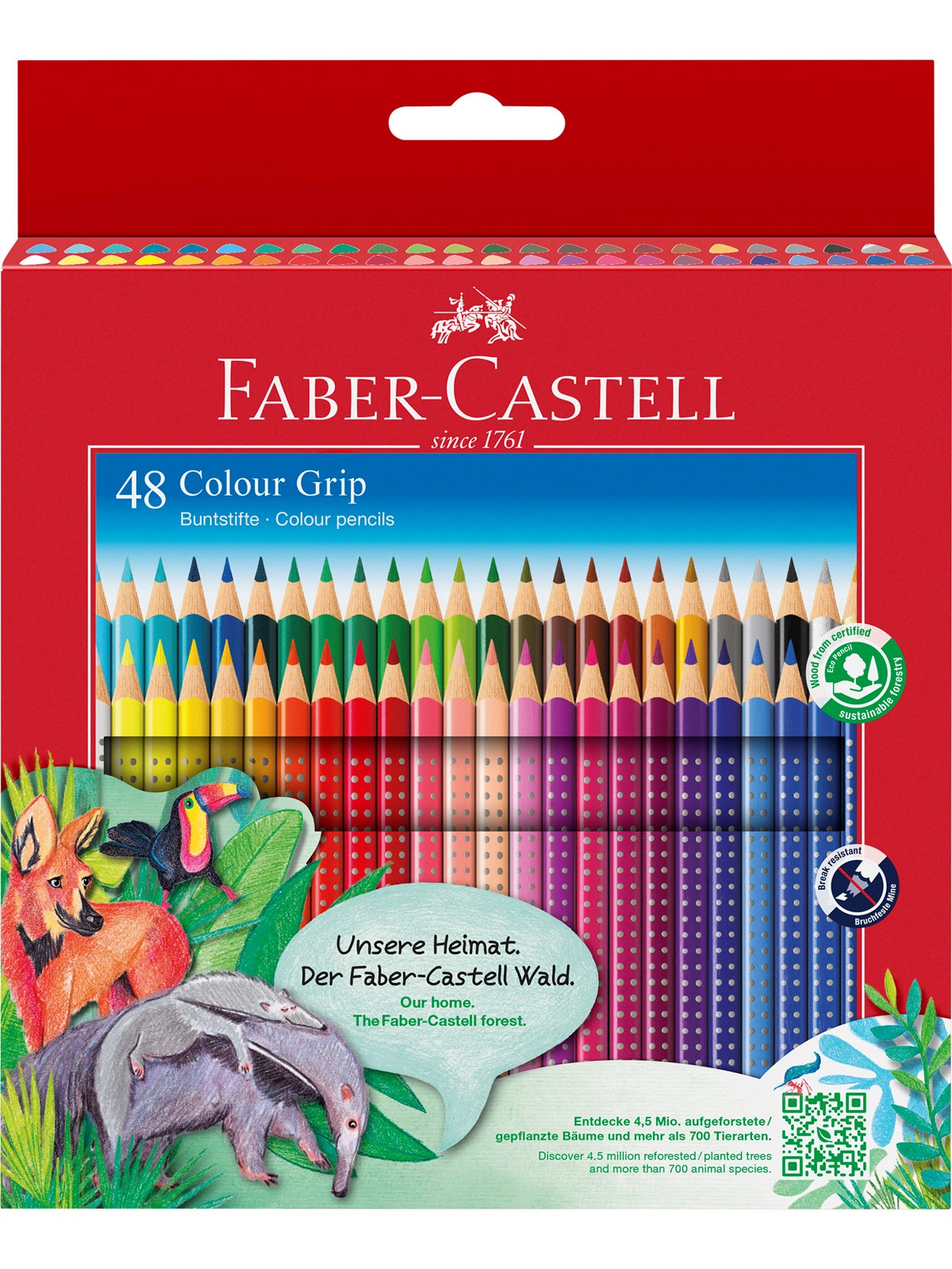 Faber-castell Buntstift Colour Grip 48er Kartonetui - Utensilien Zum Schreiben Und Zeichnen - 112449