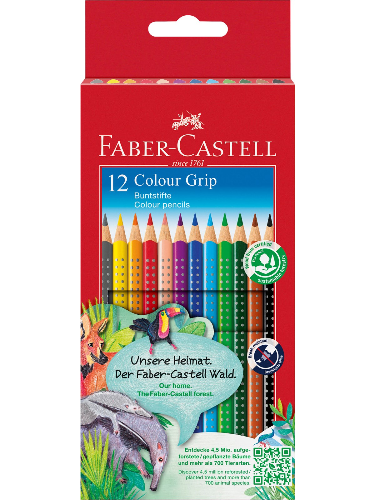 Faber-castell Buntstift Colour Grip 12er Etui - Utensilien Zum Schreiben Und Zeichnen - 112412