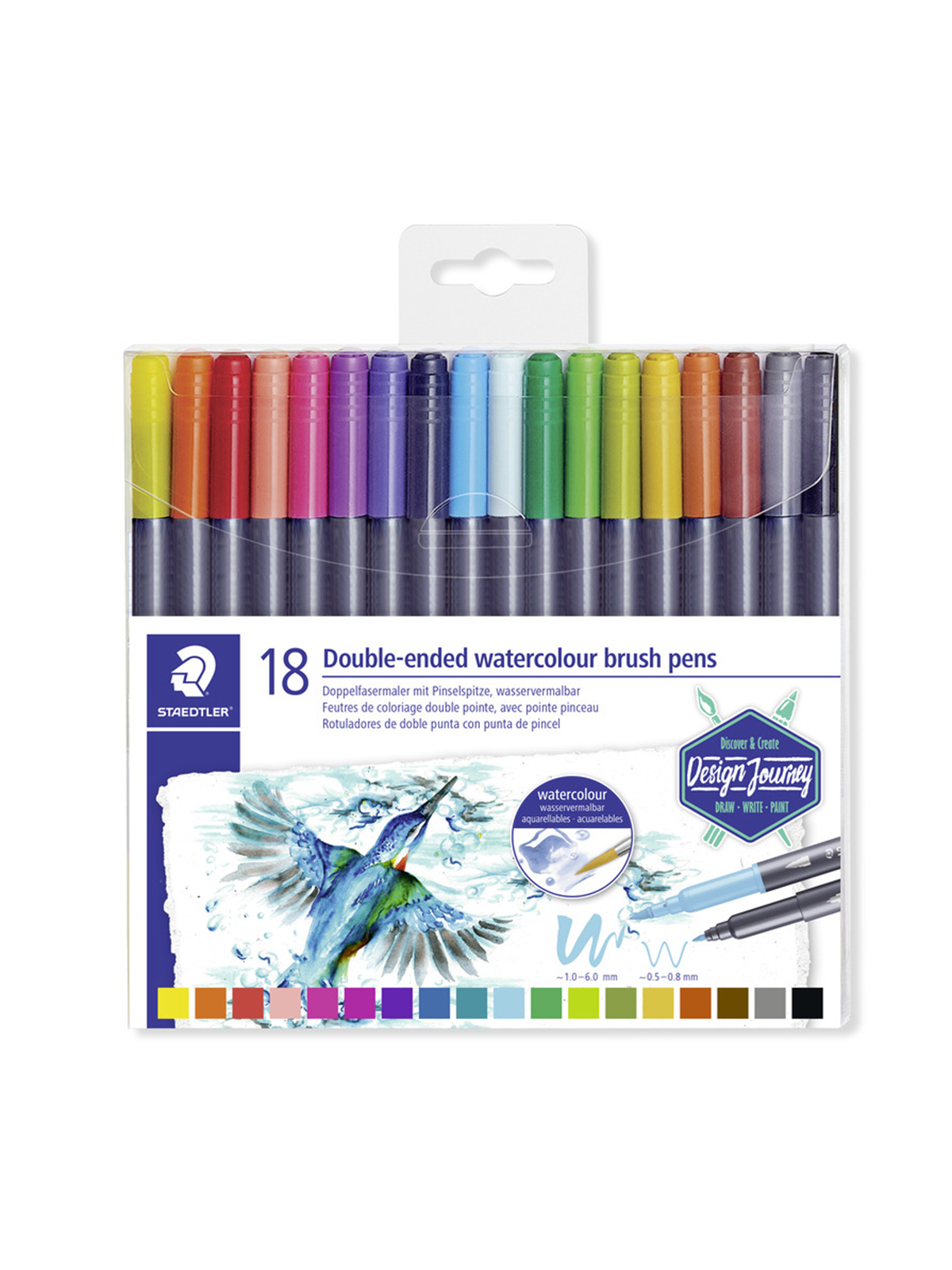 Staedtler Double-ended Watercol. Brush 18pcs - Utensilien Zum Schreiben Und Zeichnen - 3001 Tb18