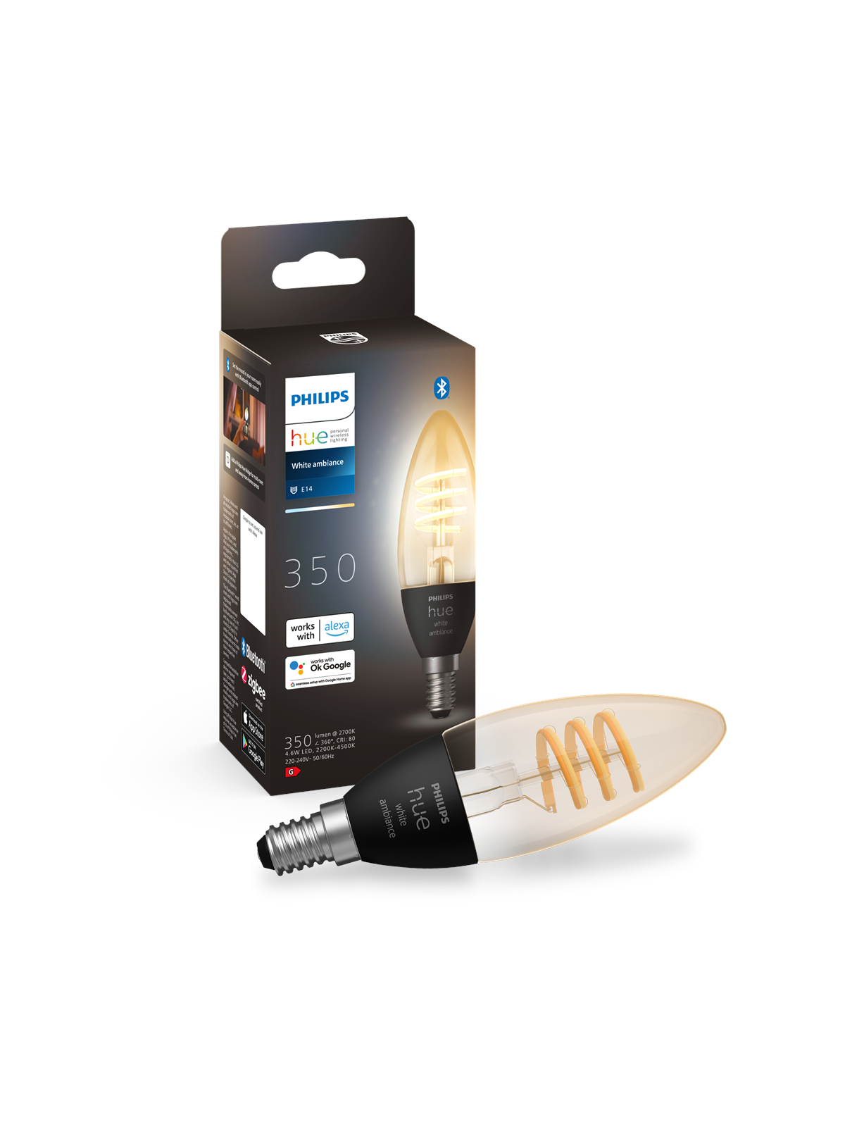 Philips Hue White Ambiance Filament E14 Candle 1-pack - Smart Home - 929003145201
