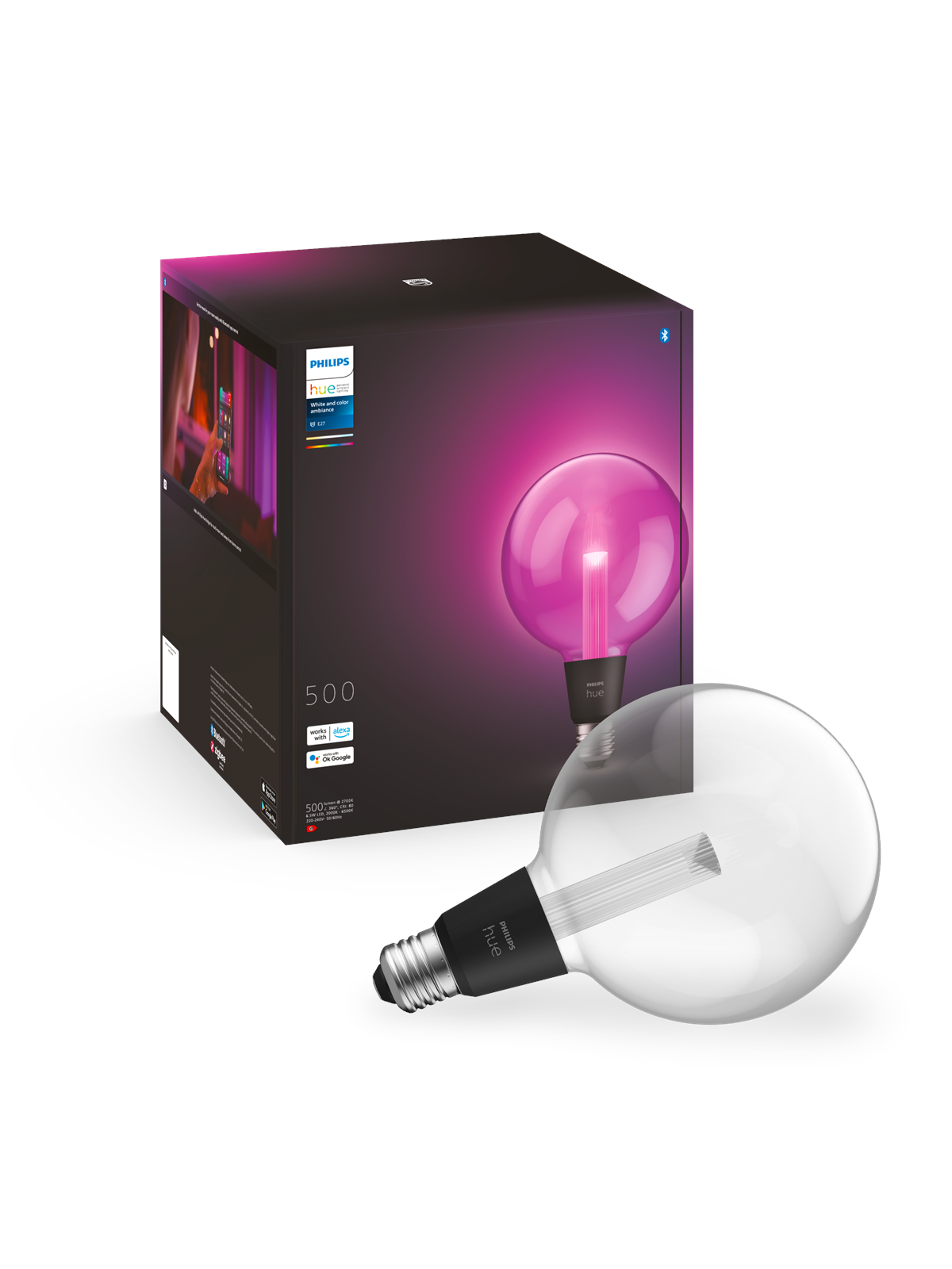 Philips Hue Lightguide G125 E27 Globe Bulb - 1-pack - Smart Home - 929003151202