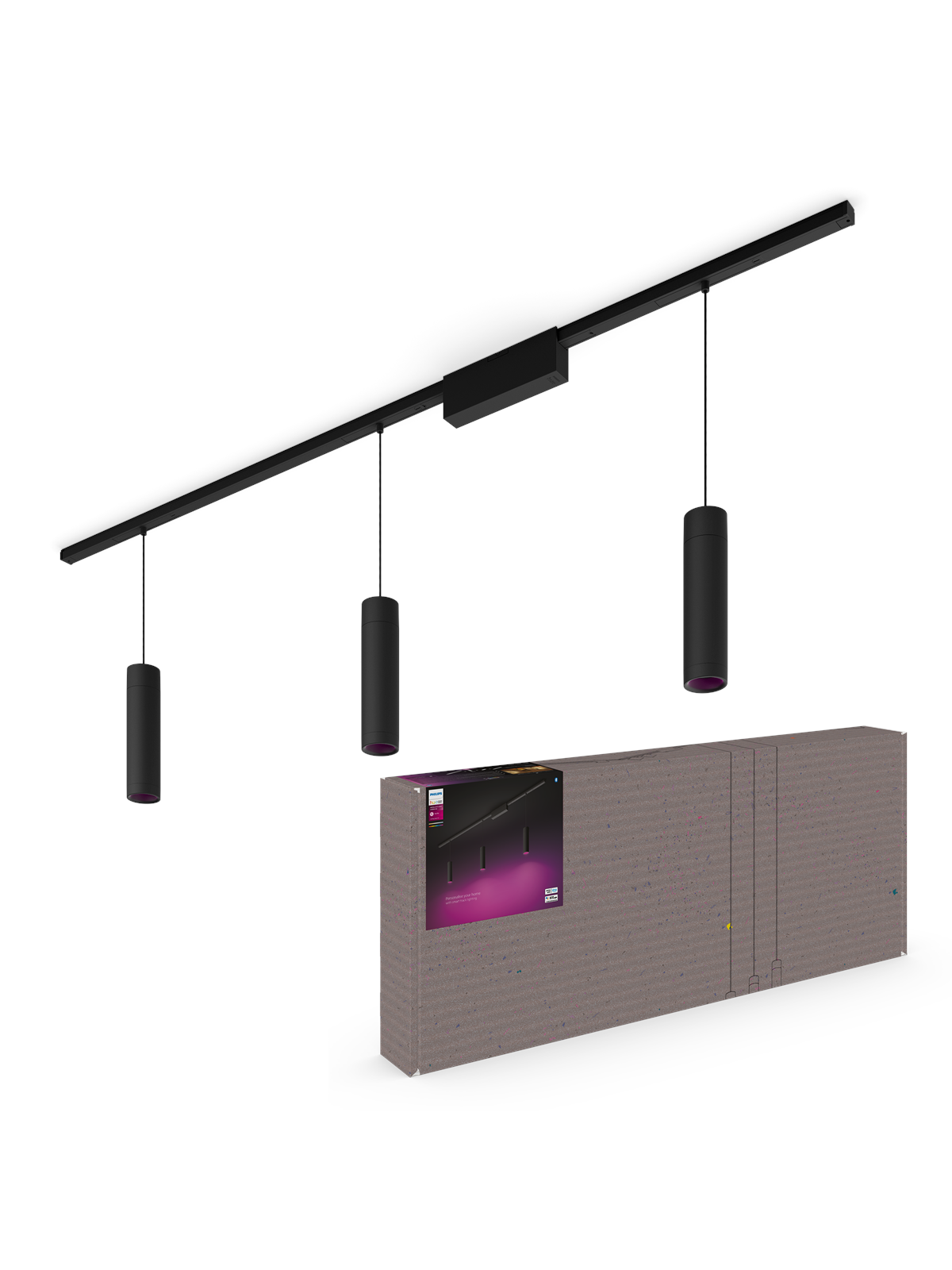 Philips Hue Perifo Ceiling Pendant - 3 Cylinders - Black - Smart Home - 929003117101