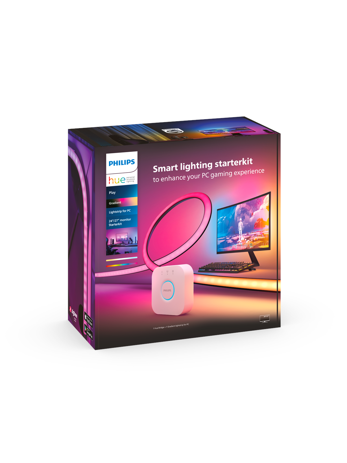 Philips Hue Play Gradient PC Lightstrip 24-27" 3-pack + Hue Bridge - Smart Home - 929003498702