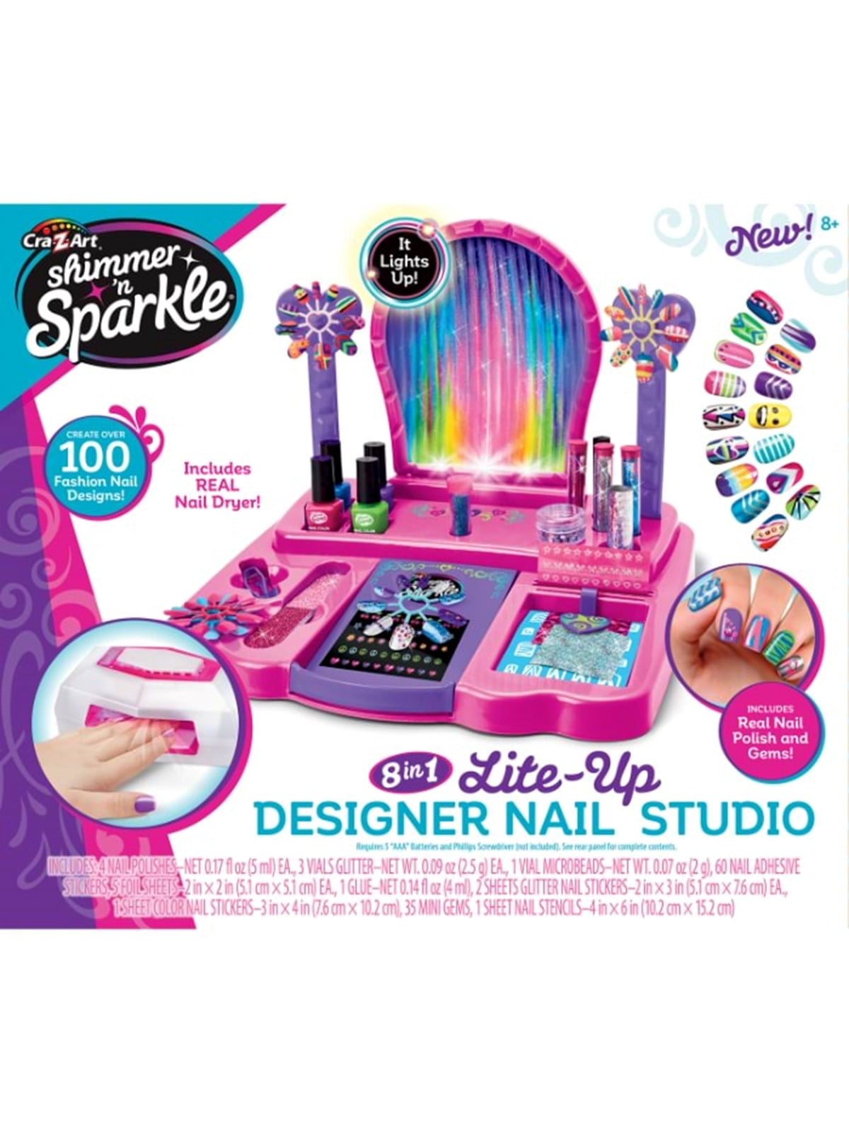 Shimmer n Sparkle 8 IN 1 Nail Salon W. Dryer - Kreativ Spiele - 20-00238