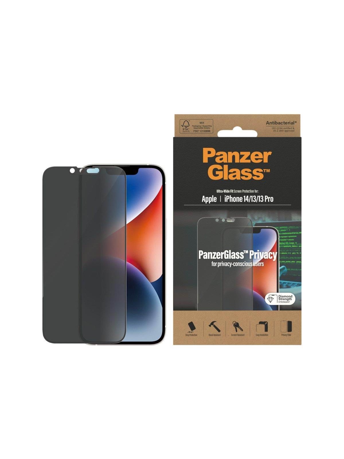 Panzerglass Privacy Screen Protector Apple Iphone 14 | 13 | 13 Pro | Ultra-wide Fit - Handys Schutzfolie - Panzerp2771