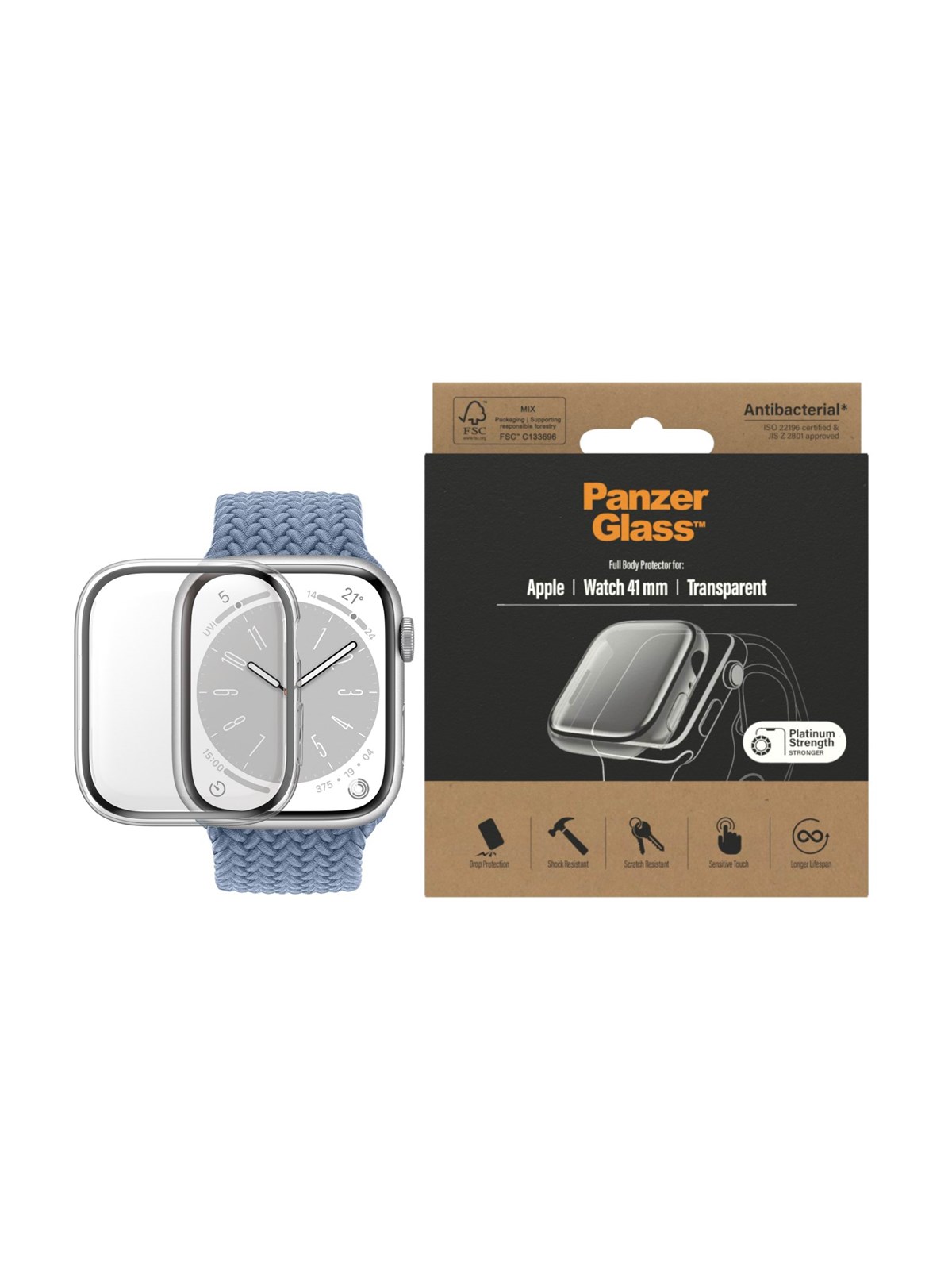 Panzerglass Screen Protection Full Body Apple Watch Series 9 | 8 | 7 | 41mm | Transparent - Smartwatch Accessories - Panzer3658