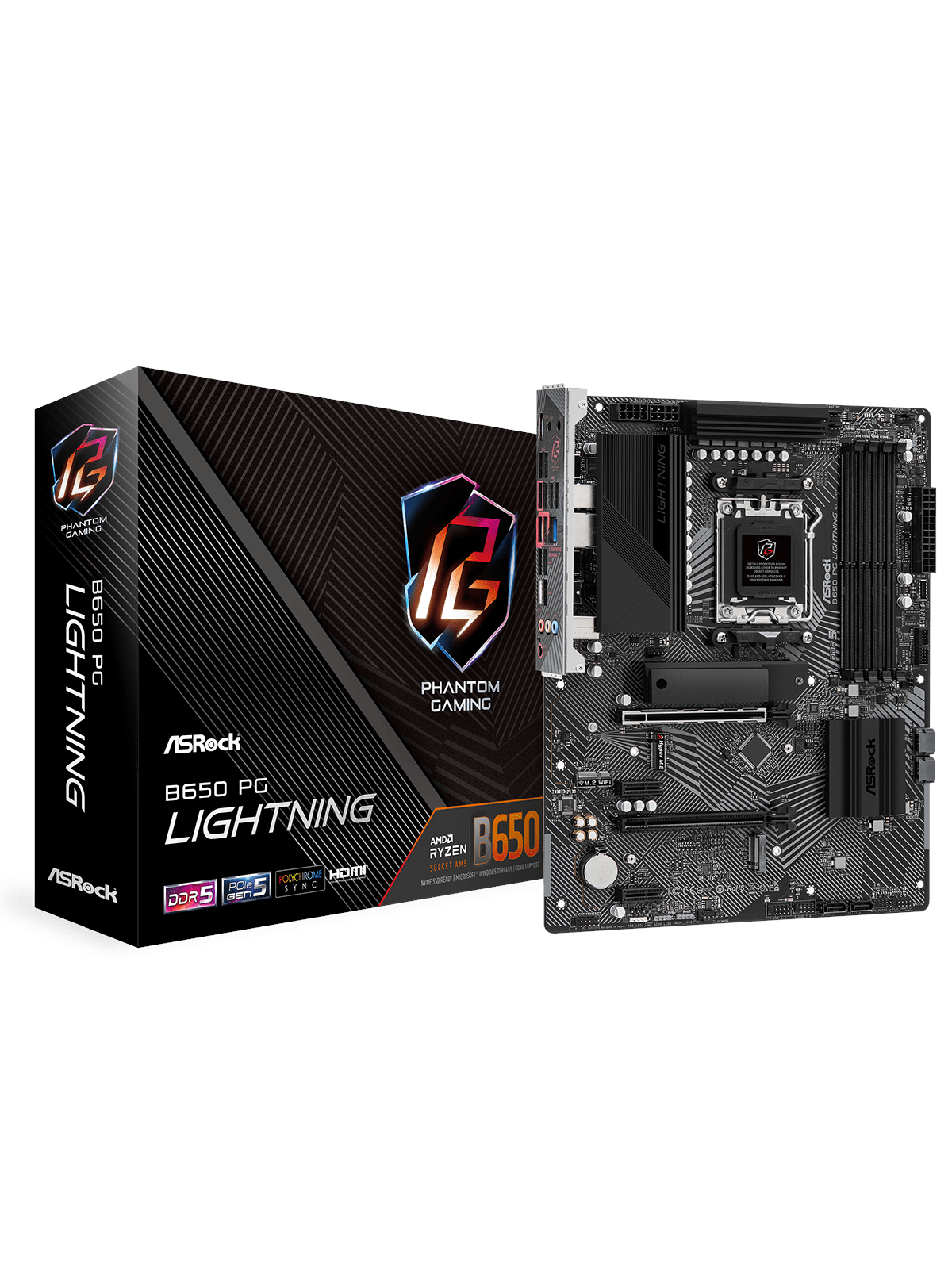 Asrock B650 PG Lightning Mainboard - Amd B650 - Amd Am5 Socket - Ddr5 Ram - Atx - 90-mxbk20-a0uayz