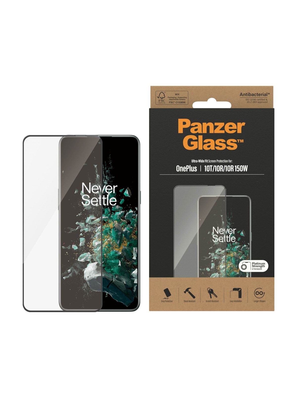 Panzerglass Screen Protector Oneplus 10t | 10r | 10r | 150w | Ultra-wide Fit | Black - Handys Schutzfolie - Panzer7027