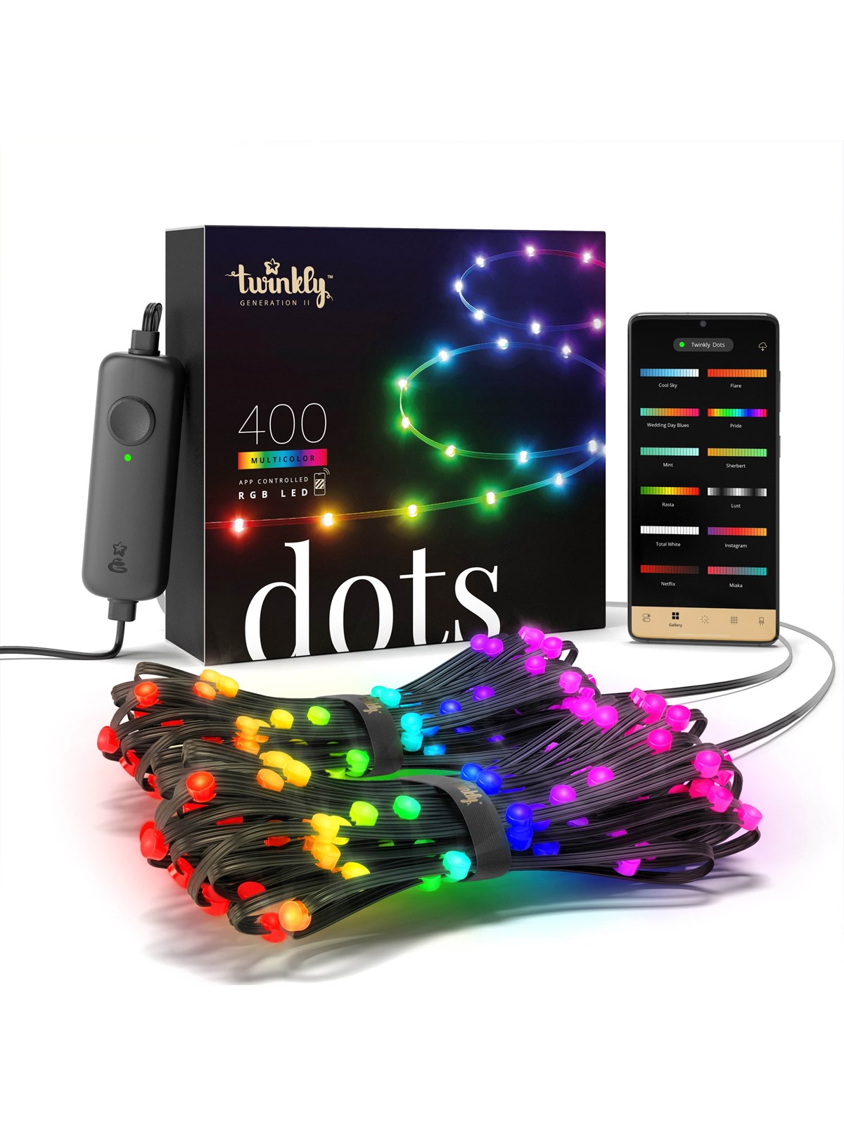 Twinkly Dots - 400 App-controlled Rgb Leds. 20 Meters. Black Wire. - Smart Home - Twd400stp-beu