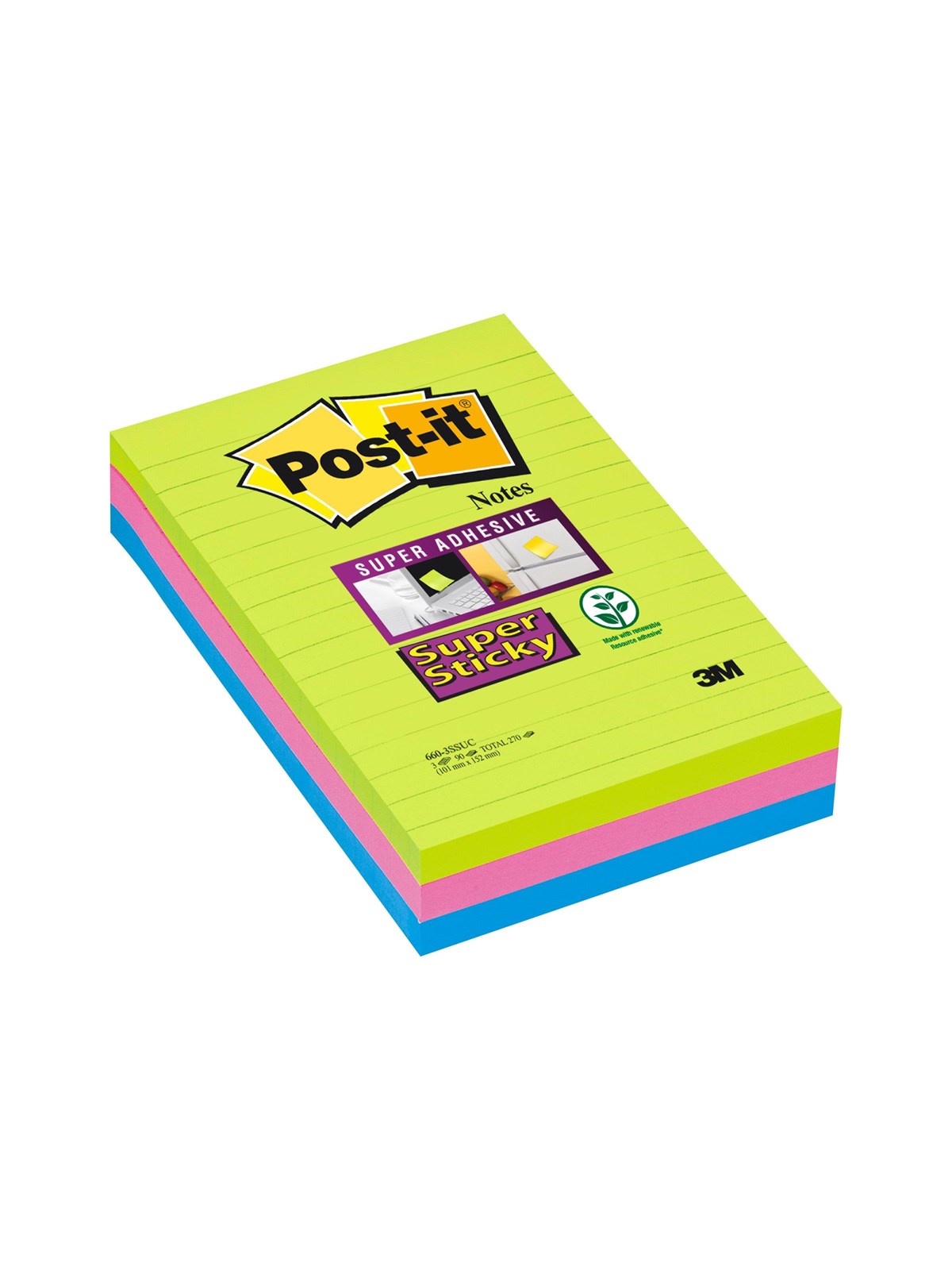 3M Post-it Super Sticky 660-3ssuc - Bloecke Formulare Und Notizbuecher - 70005169985
