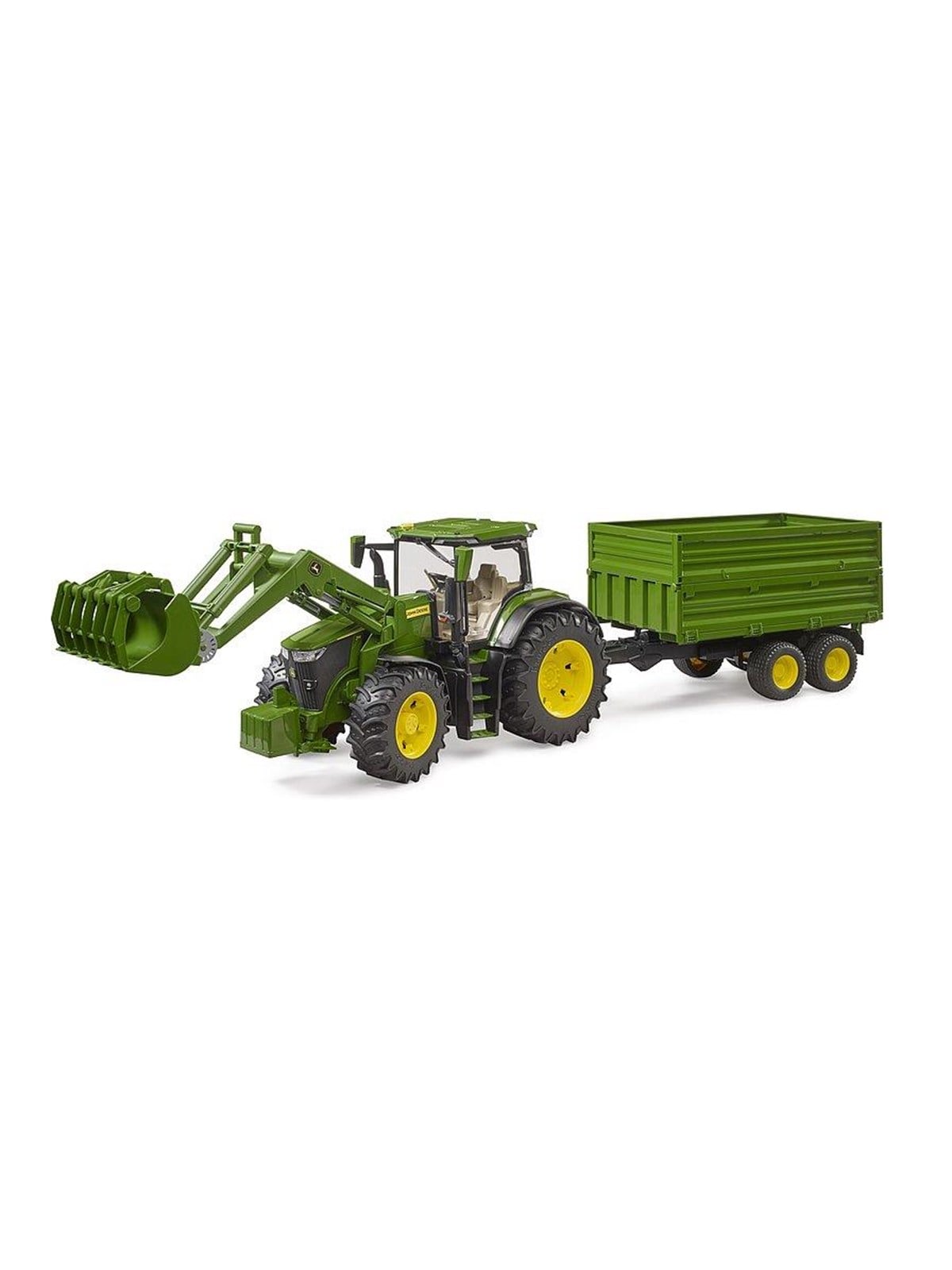 Bruder John Deere 7R 350 With Frontloader And Tandemaxle Tipping Trailer - Spielzeugauto - Br3155