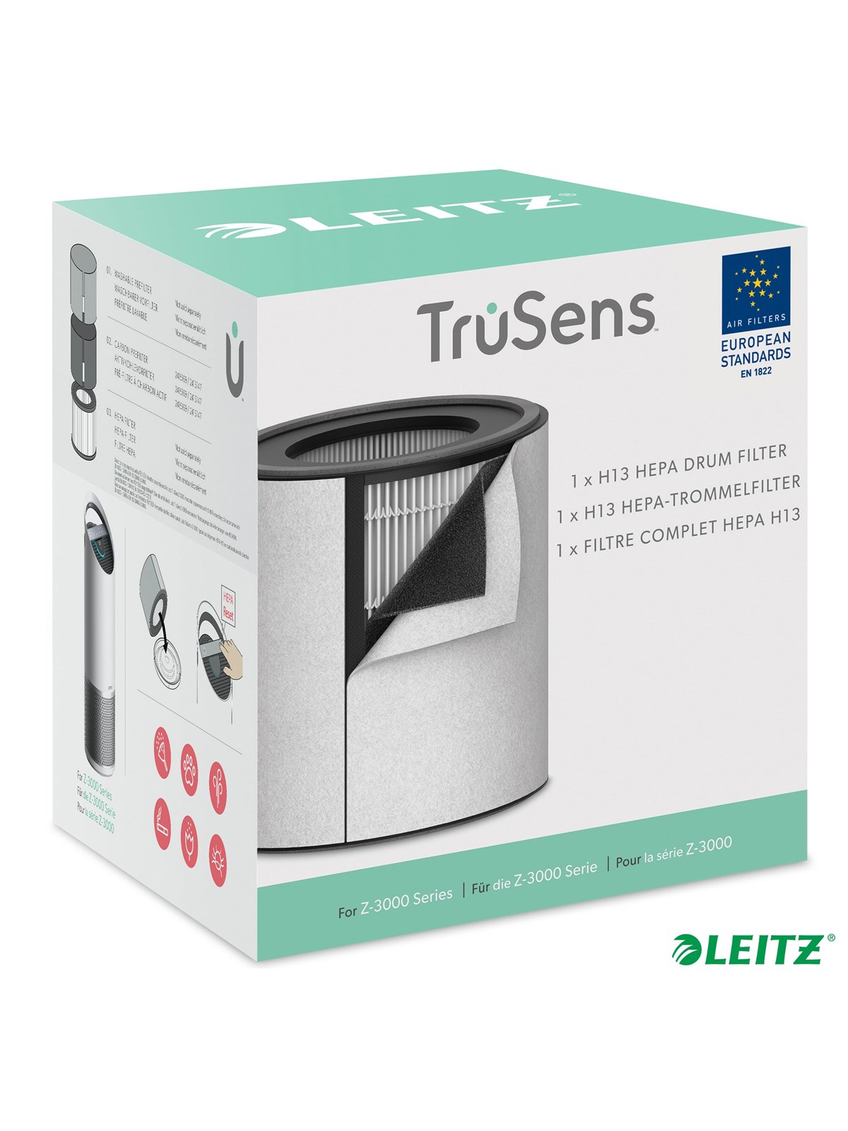 Leitz Ersatz 3-in-1 H13 Hepa-filter Für Trusens Z-3000 Und Z-3500h Großer Luftreiniger - Staubsauger Zubehoer - 2415143