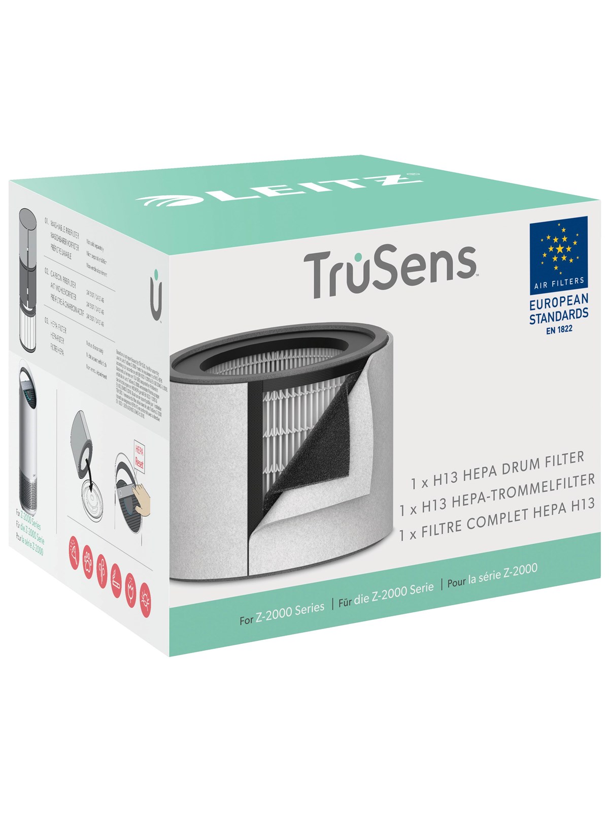 Leitz Ersatz-3-in-1 H13 Hepa-filter Für Trusens Z-2000 Mittelgroßer Luftreiniger - Staubsauger Zubehoer - 2415142