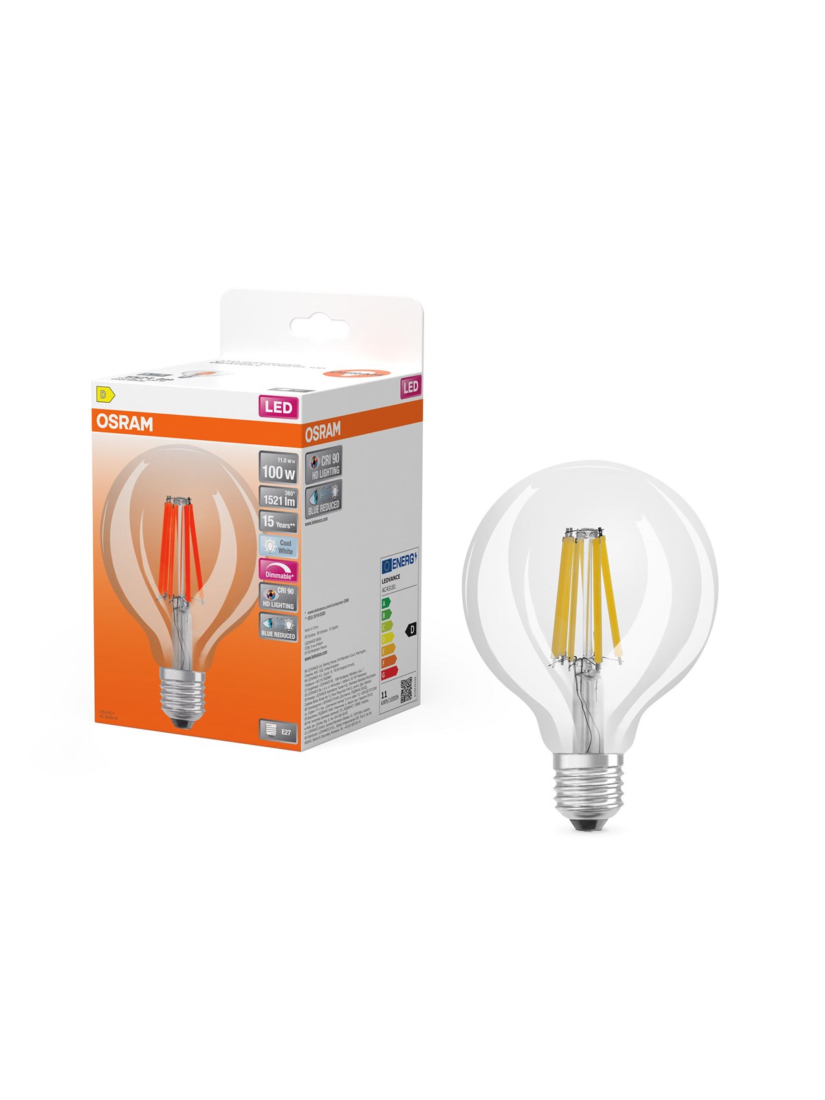 Osram Led-lampe Led Comfort Globe95 Filament 1521lm 11w/940 (100w) E27 Dimmable E27 - Led Birnen - 4058075602977