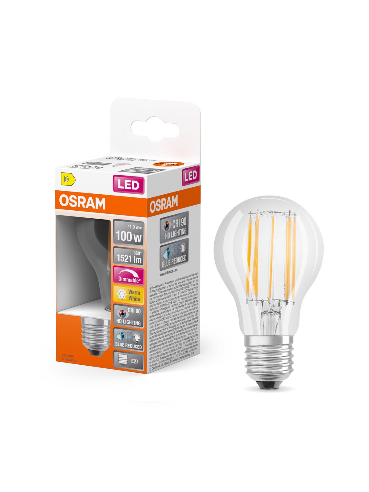 Osram Led-lampe Led Comfort Standard Filament 1521lm 11w/927 (100w) E27 Dimmable E27 - Led Birnen - 4058075602533