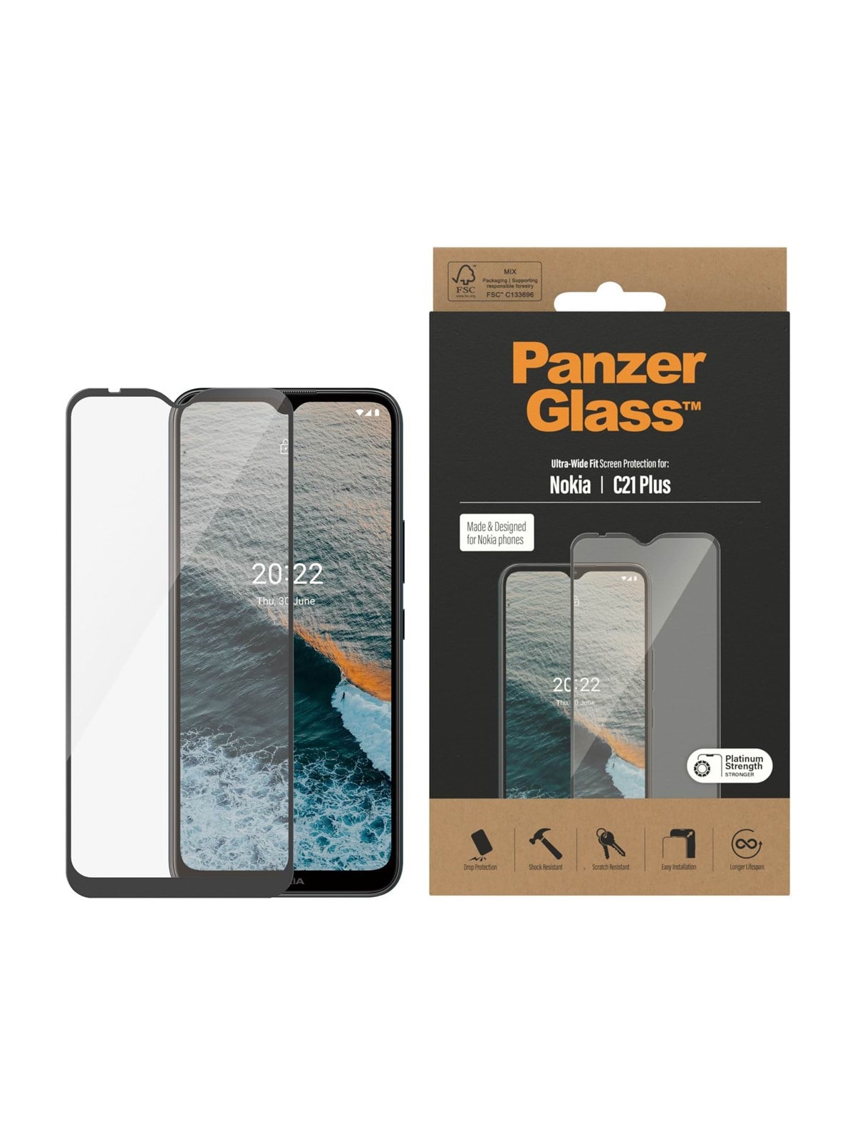 Panzerglass Screen Protector Nokia C21+ | Ultra-wide Fit - Handys Schutzfolie - Panzer6795