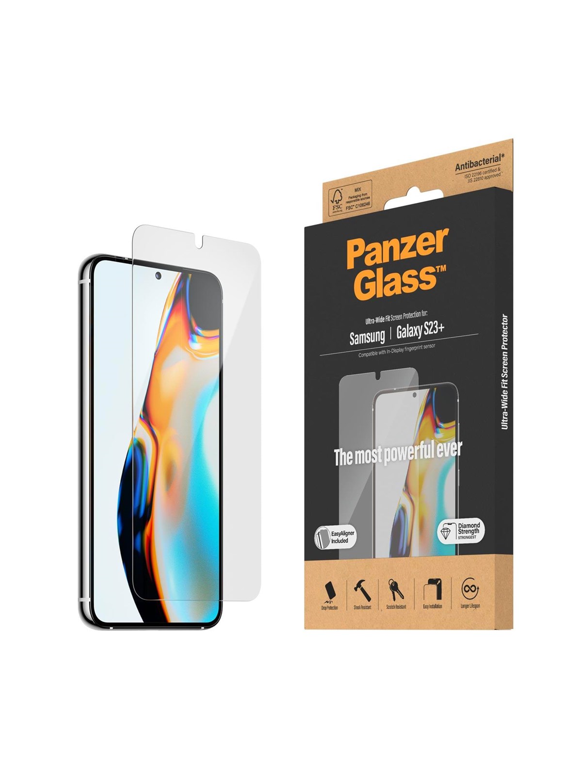Panzerglass Screen Protector Samsung Galaxy S23 Plus | Ultra-wide Fit w. Easyaligner - Handys Schutzfolie - Panzer7316