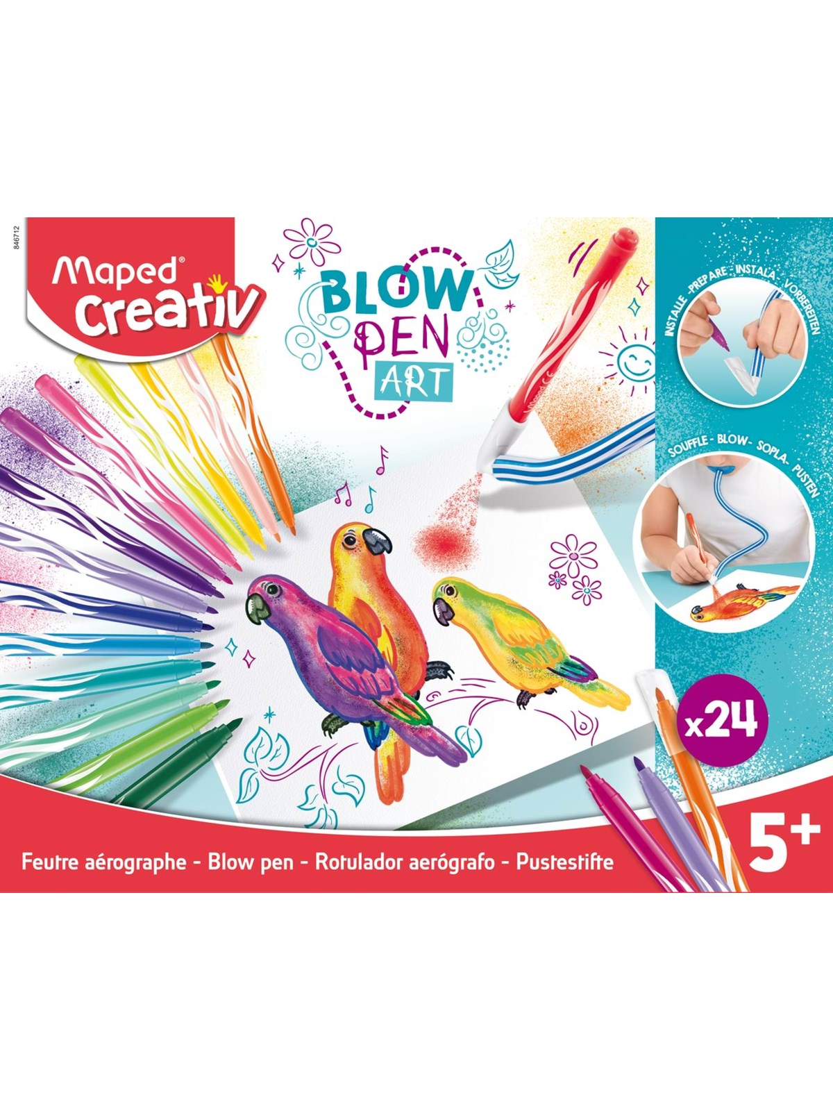 Maped Creativ Blowpen Art - Box of 24 Colours - Utensilien Zum Schreiben Und Zeichnen - 846712