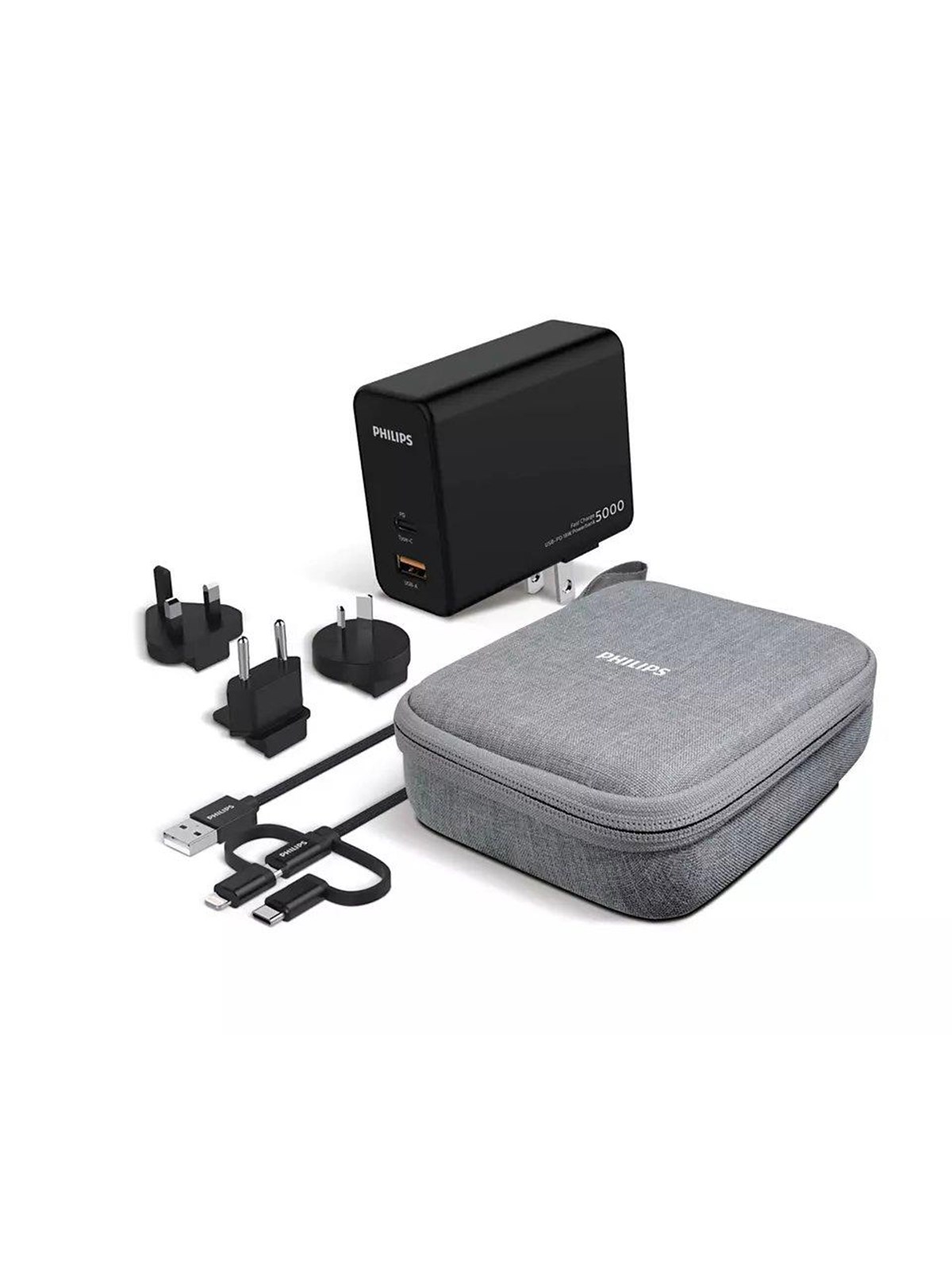 Philips Reiseadapter Und Powerbank - 5000 Mah - QC 3.0 & PD (Inkl. Usb-a- Auf Usb-c/lightning-kabel) - Handys Adapter Und Ladegeraete - Dlp5751t