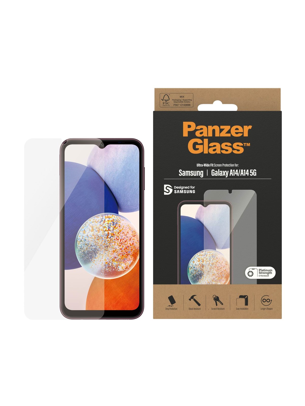 Panzerglass Screen Protector Samsung Galaxy A14 | A14 5G | Ultra-wide Fit - Handys Schutzfolie - Panzer7321