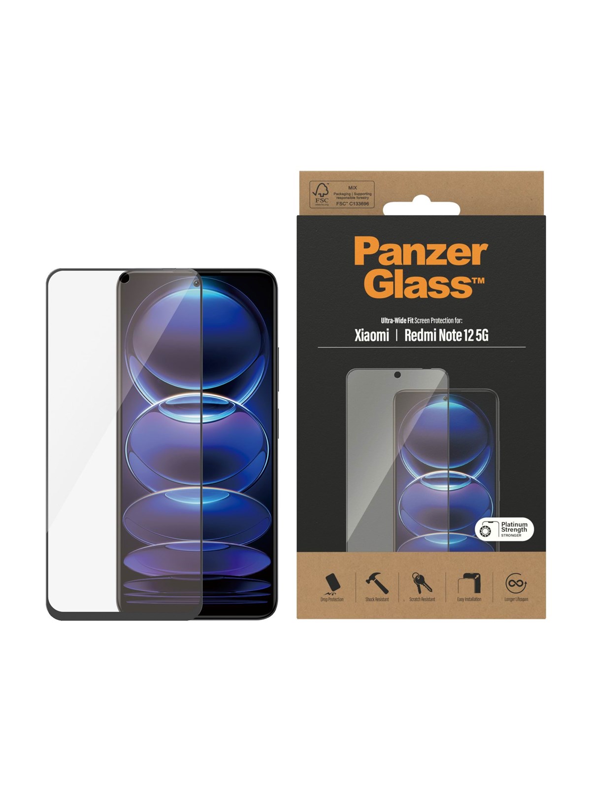 Panzerglass Screen Protector Xiaomi Redmi Note 12 5G | 12 4G | Ultra-wide Fit - Handys Schutzfolie - Panzer8053