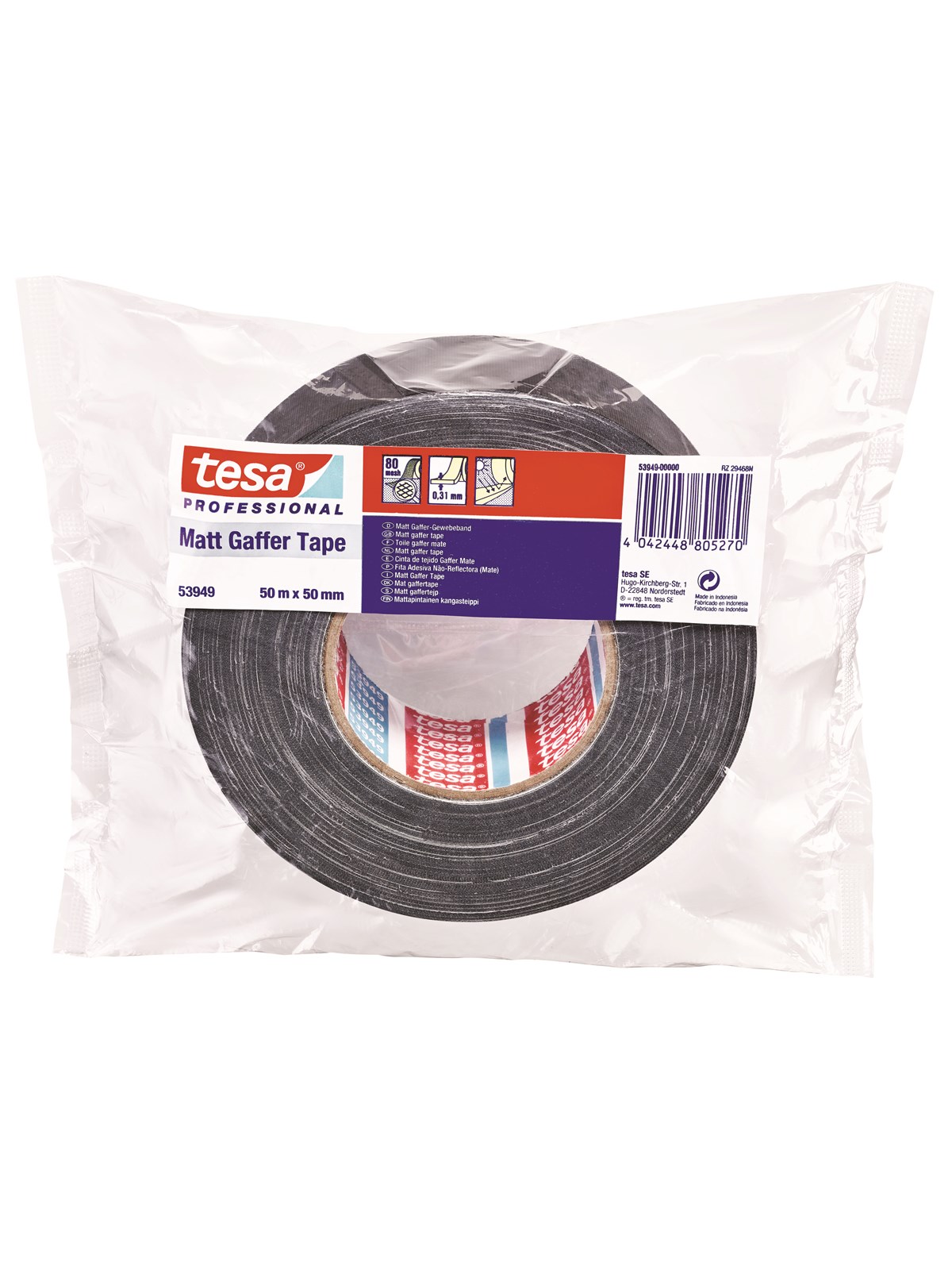 Tesa Duct Tape Professional 50m x 50mm Matt Black - Klebeband Und Kleber - 53949-00000-03