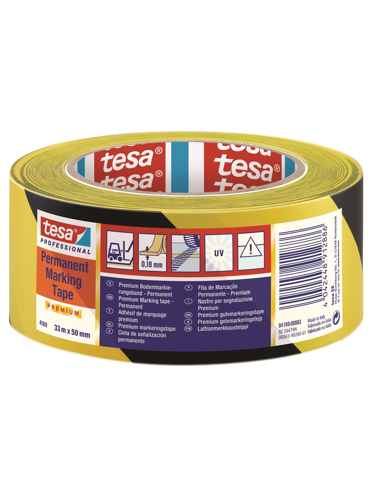 Tesa Floor Marking Tape Premium Indoor And Outdoor 33m x 50 mm Yellow-black - Klebeband Und Kleber - 04169-00063-93