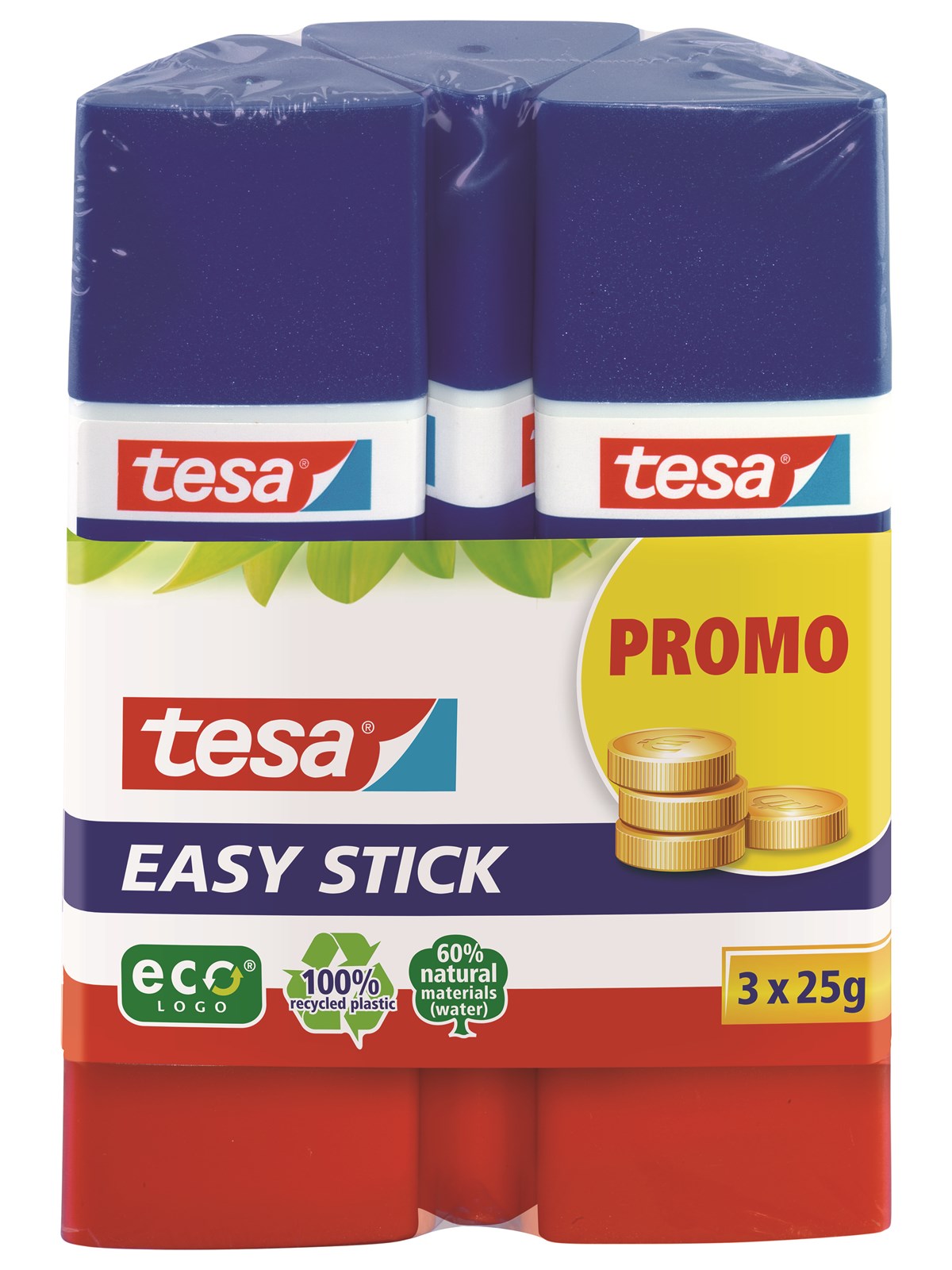 Tesa Glue Stick Easy Stick Ecologo 3 x 25g - Klebeband Und Kleber - 57047-00000-01