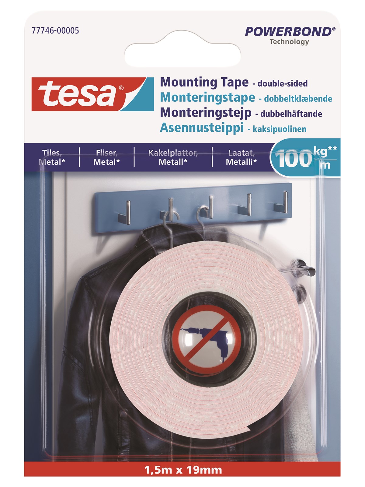 Tesa Powerbond Mounting Tape Ultra Strong 1.5m x 19mm - Klebeband Und Kleber - 77746-00005-00