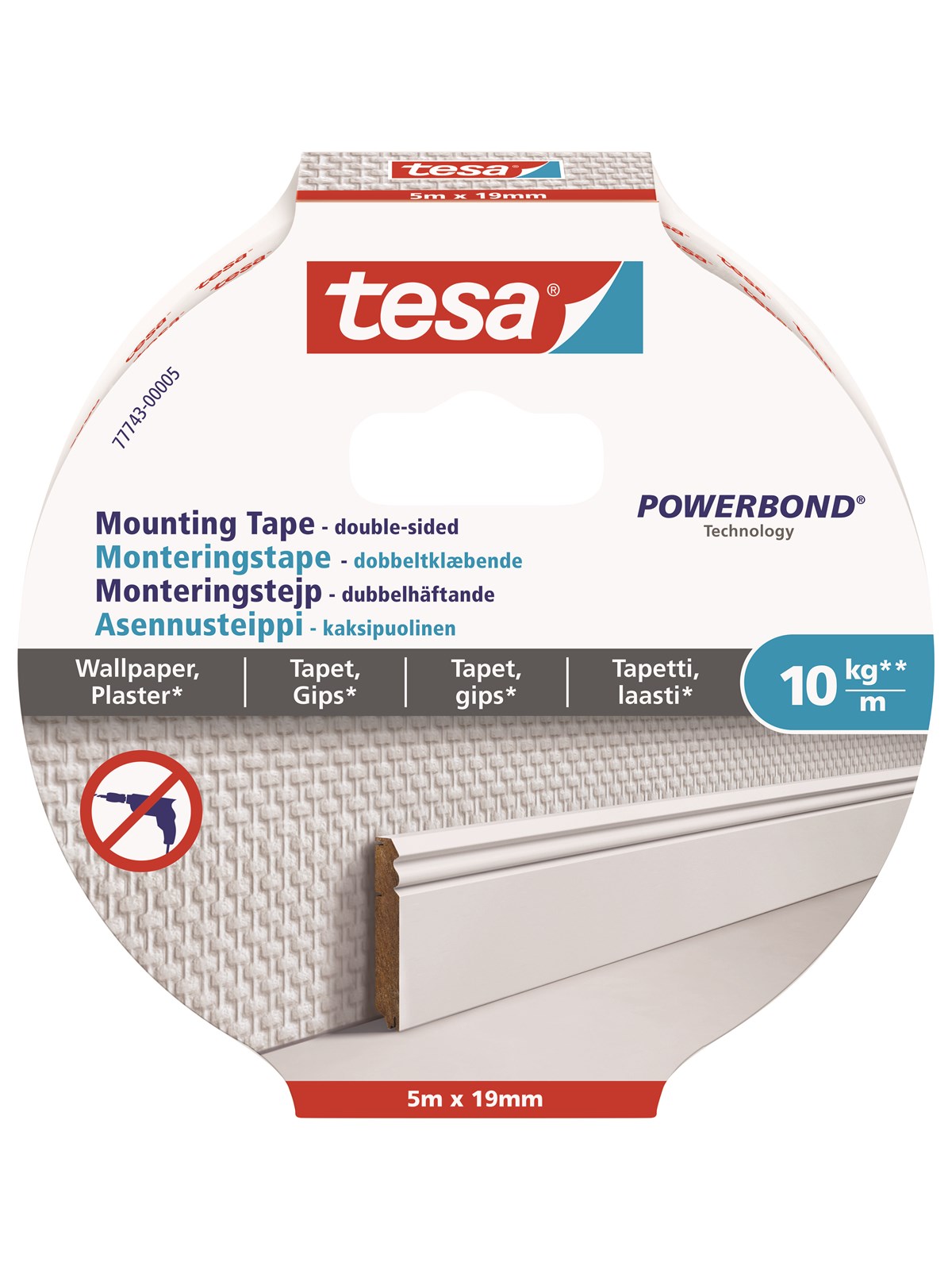 Tesa Powerbond Mounting Tape Wallpaper 5m x 19mm - Klebeband Und Kleber - 77743-00005-00
