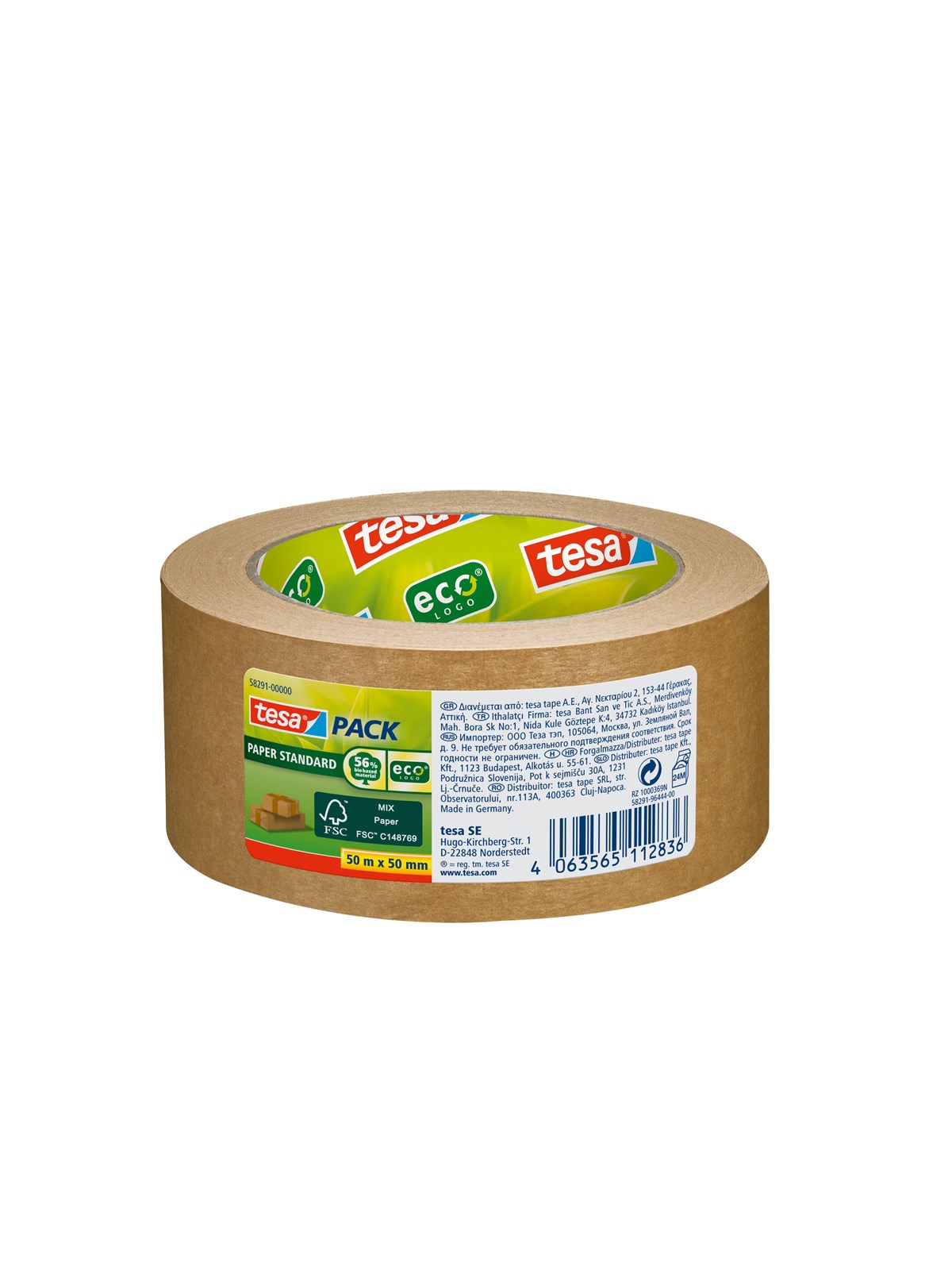 Tesa Pack Paper Standard Packaging Tape Ecologo 50m x 50mm Brown - Klebeband Und Kleber - 58291-00000-01