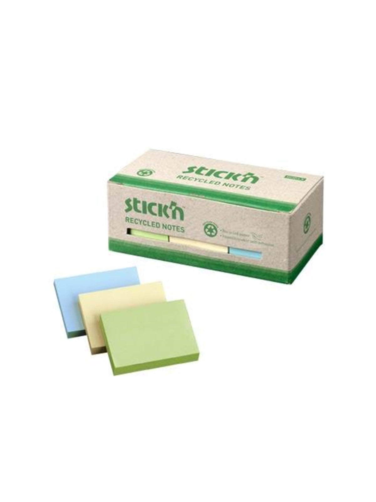 Stick'n Recycled - Notes - 38 x 51 mm - 1200 Sheets (12 x 100) - Schreibtischzubehoer - 21407