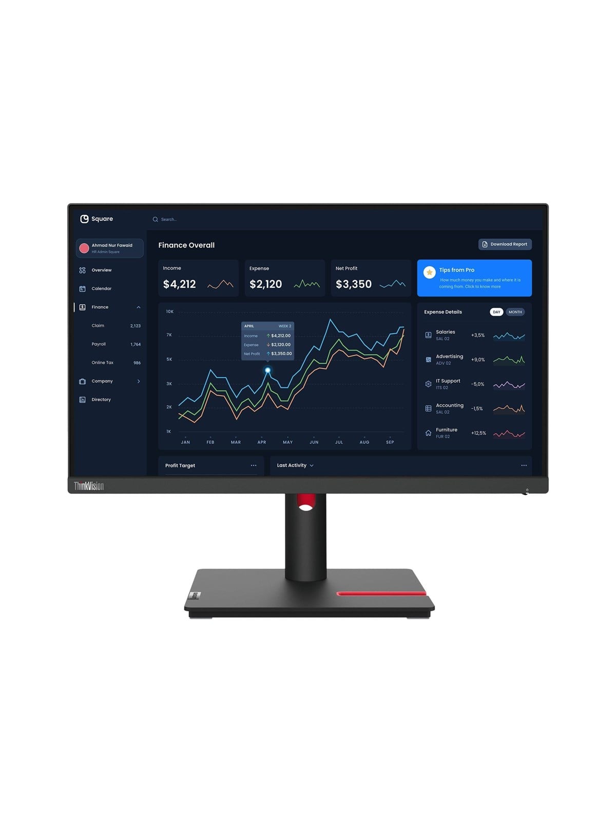 21" Lenovo Thinkvision T22i-30 - 1920x1080 (Fhd) - 60hz - Ips - Bildschirm - 63b0mat6eu