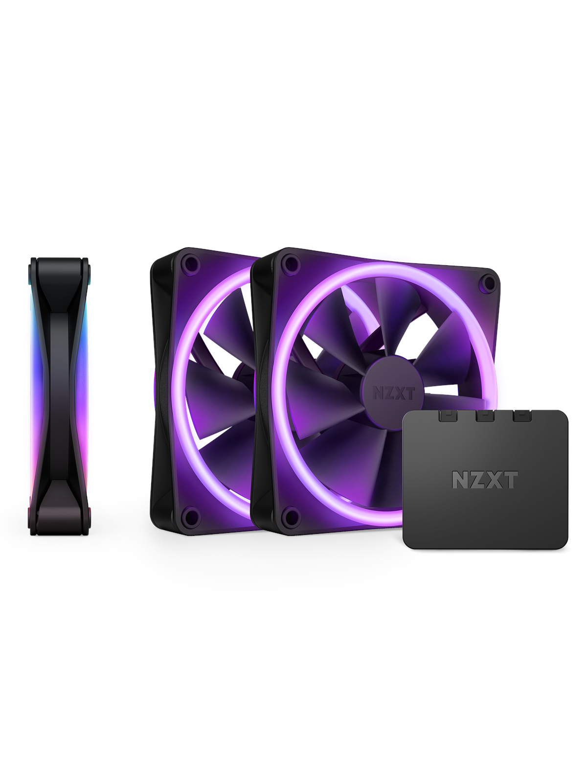 Nzxt F120 Rgb Duo 3-pack & Rgb Controller - Black - Gehäuselüfter - 120mm - Schwarz Mit Rgb Led - 29 Dba - Gehaeuseluefter - Rf-d12tf-b1
