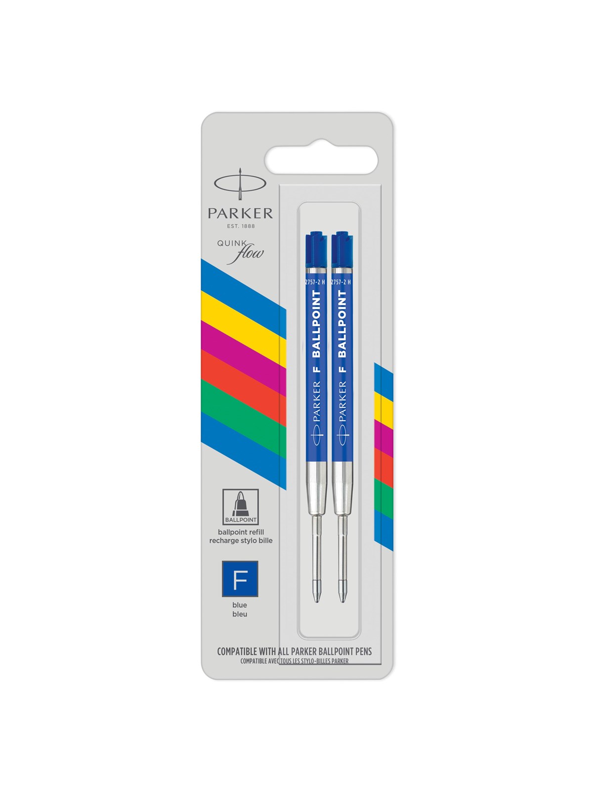 Parker Kugelschreibermine | Feine Spitze | Blaue Quinkflow Tinte | 2 Ersatzmine Für Kugelschreiber - Schul Zubehoer - 2166542