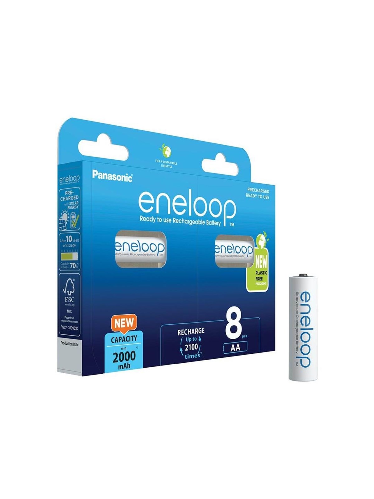 Panasonic Eneloop Bk-3mcde/8be Batteri - 8 x AA Type - Nimh - Batterien Und Akkus