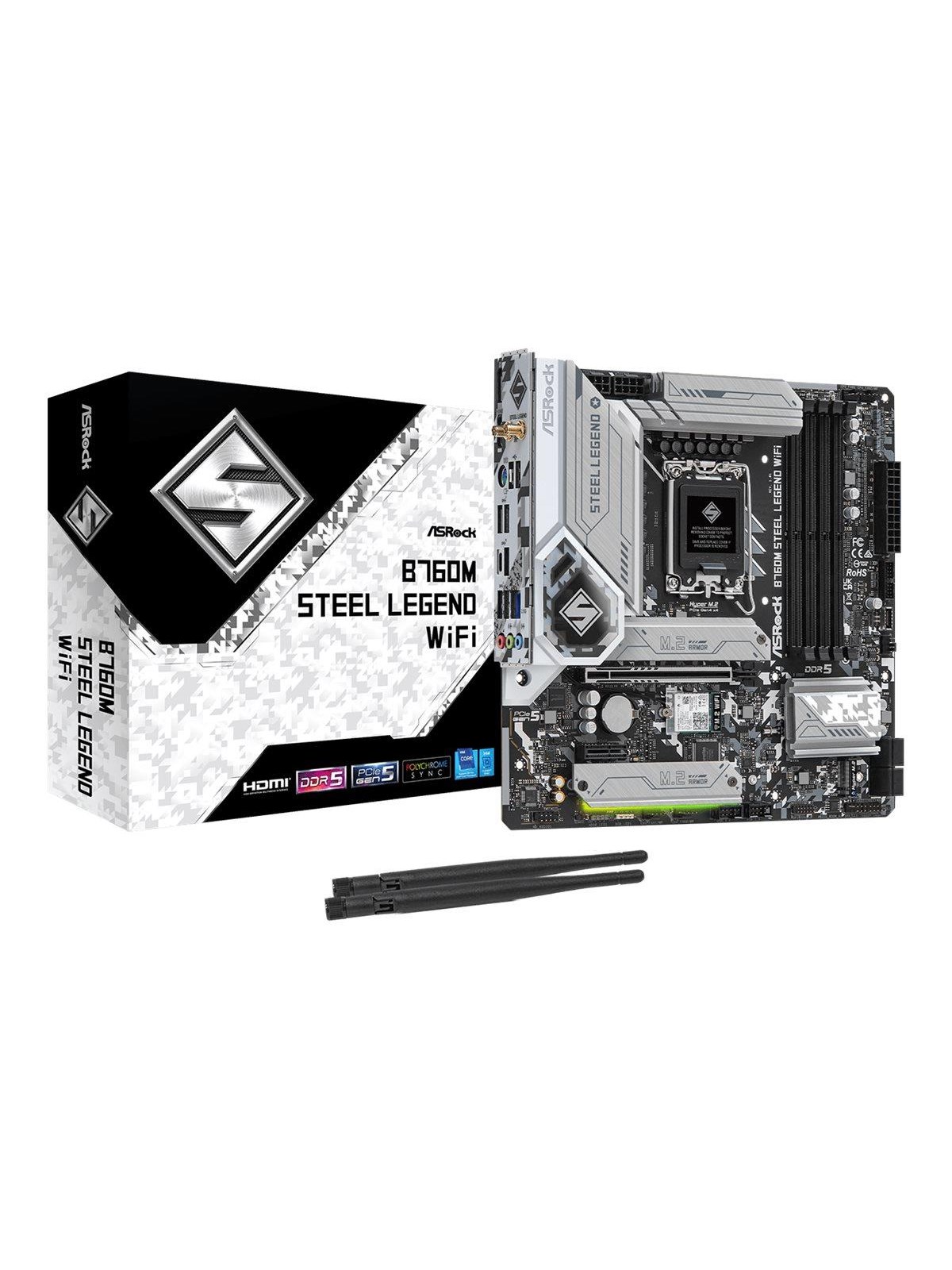 Asrock B760m Steel Legend Wifi Mainboard - Intel B760 - Intel Lga1700 Socket - Ddr5 Ram - Micro-atx - 90-mxbl70-a0uayz