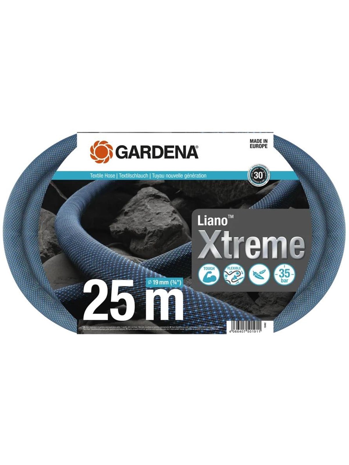 Gardena Textile Hose Liano Xtreme 19 mm (3/4") 25 m, Set - Gartenbewaesserung - 18482-20