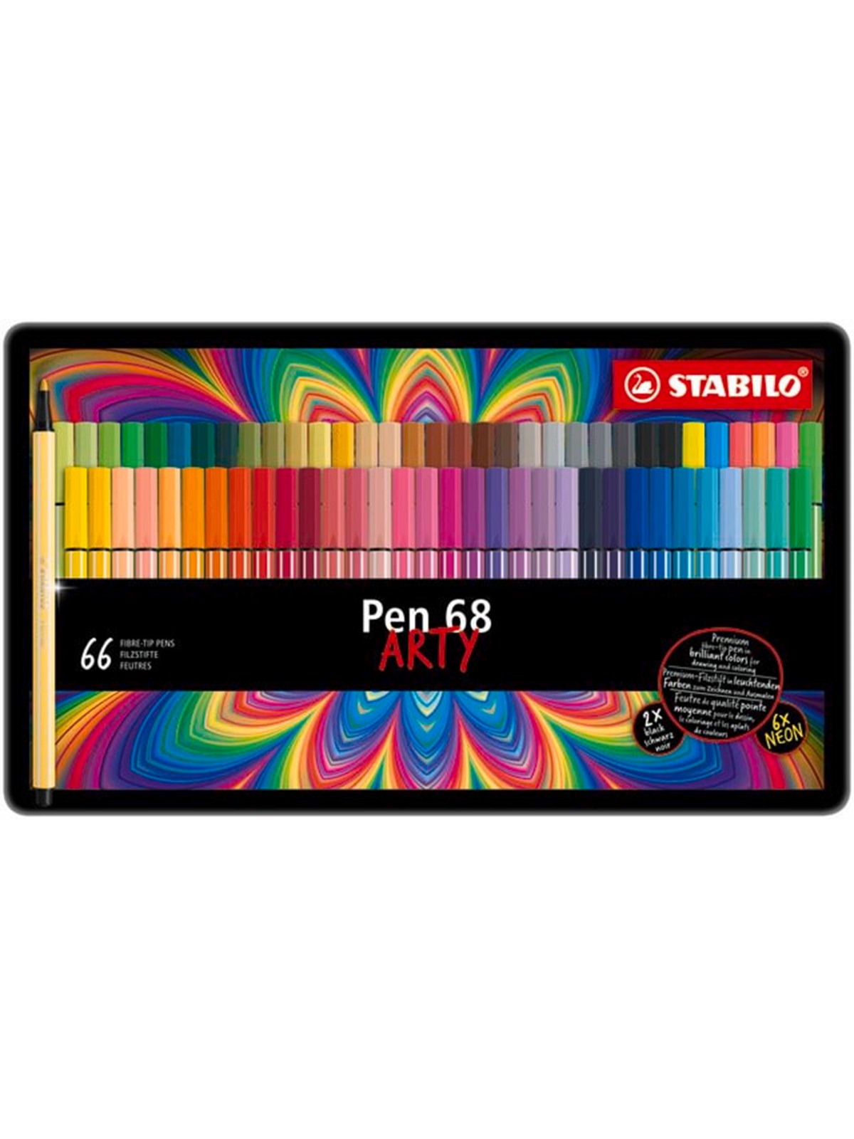 Stabilo Pen 68 Arty Metal Tin of 66 Colors - Hobby Zubehoer - 204073