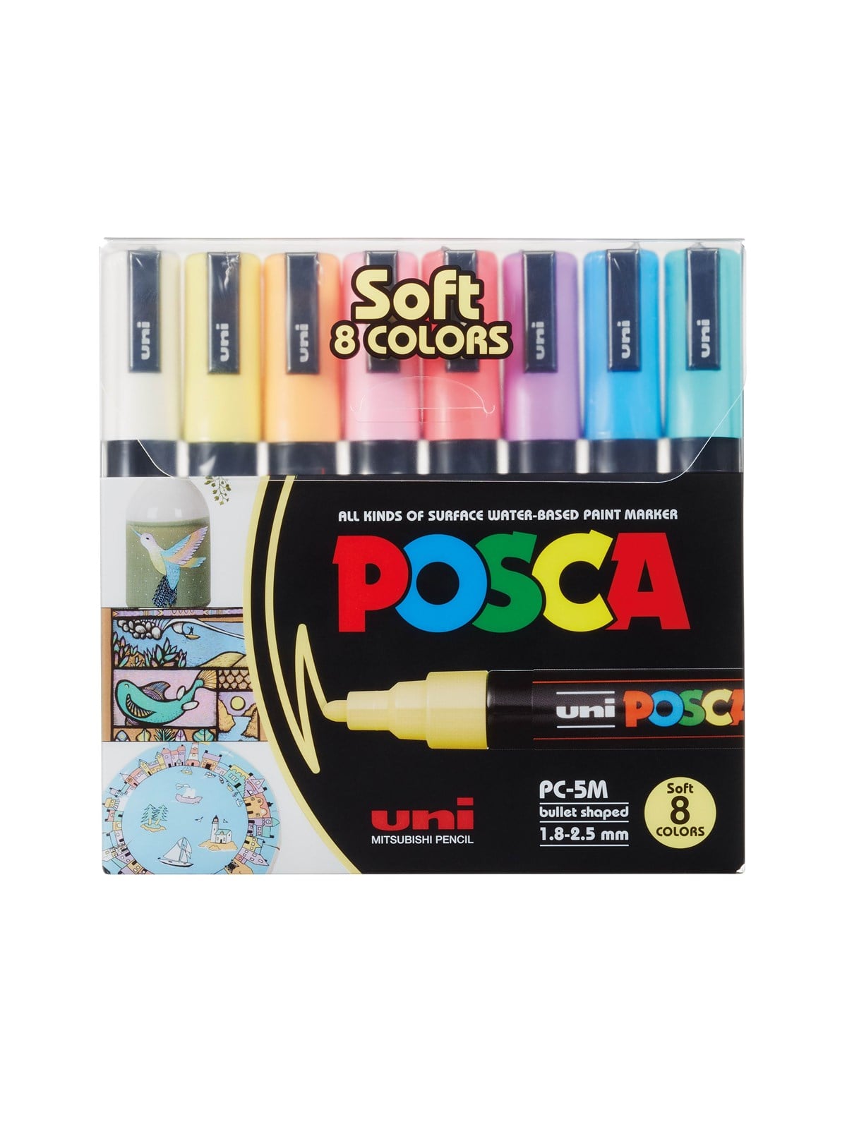 Posca Marker Sæt Soft Colors Pc-5m 8 Ass. - Hobby Zubehoer - 401613
