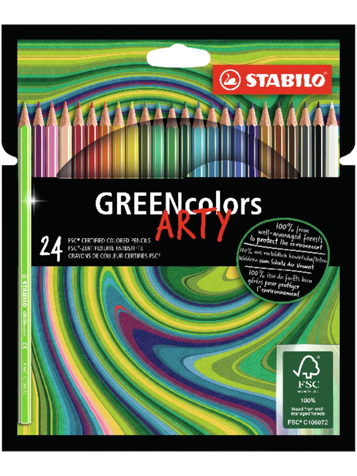 Stabilo Arty Greencolors Fsc -Certified Colored Pencil Cardboard Wallet of 24 Pens - Hobby Zubehoer - 208706