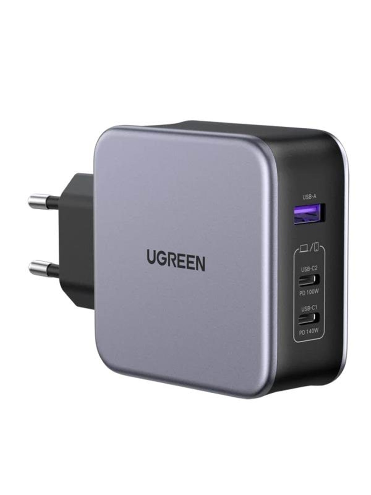 Ugreen Nexode 140w Usb-c PD Gan Charger-3 Ports Wall Charger + 1.5m Usb-c Cable - Black - Handys Adapter Und Ladegeraete - 90549